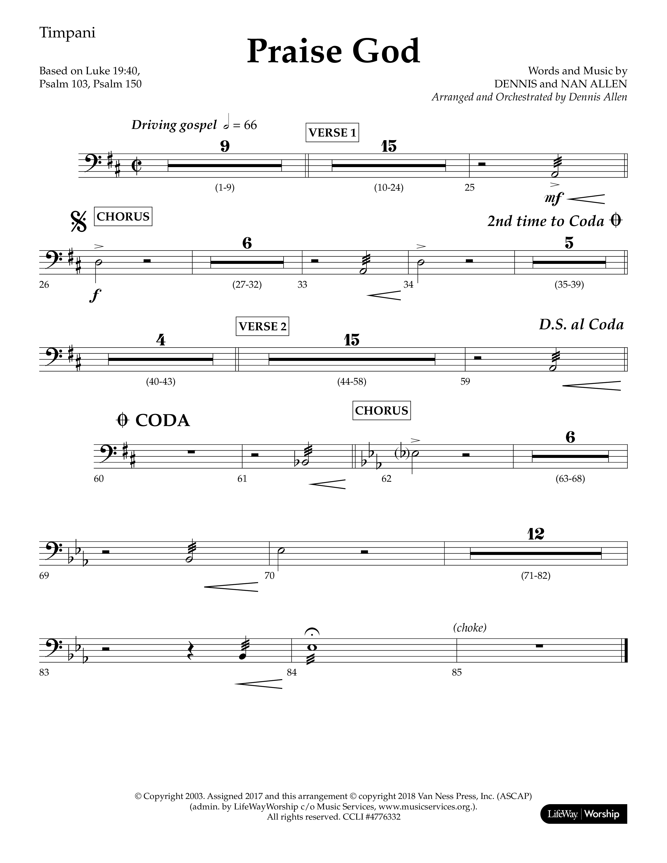Praise God (Choral Anthem SATB) Timpani (Lifeway Choral / Arr. Dennis Allen)
