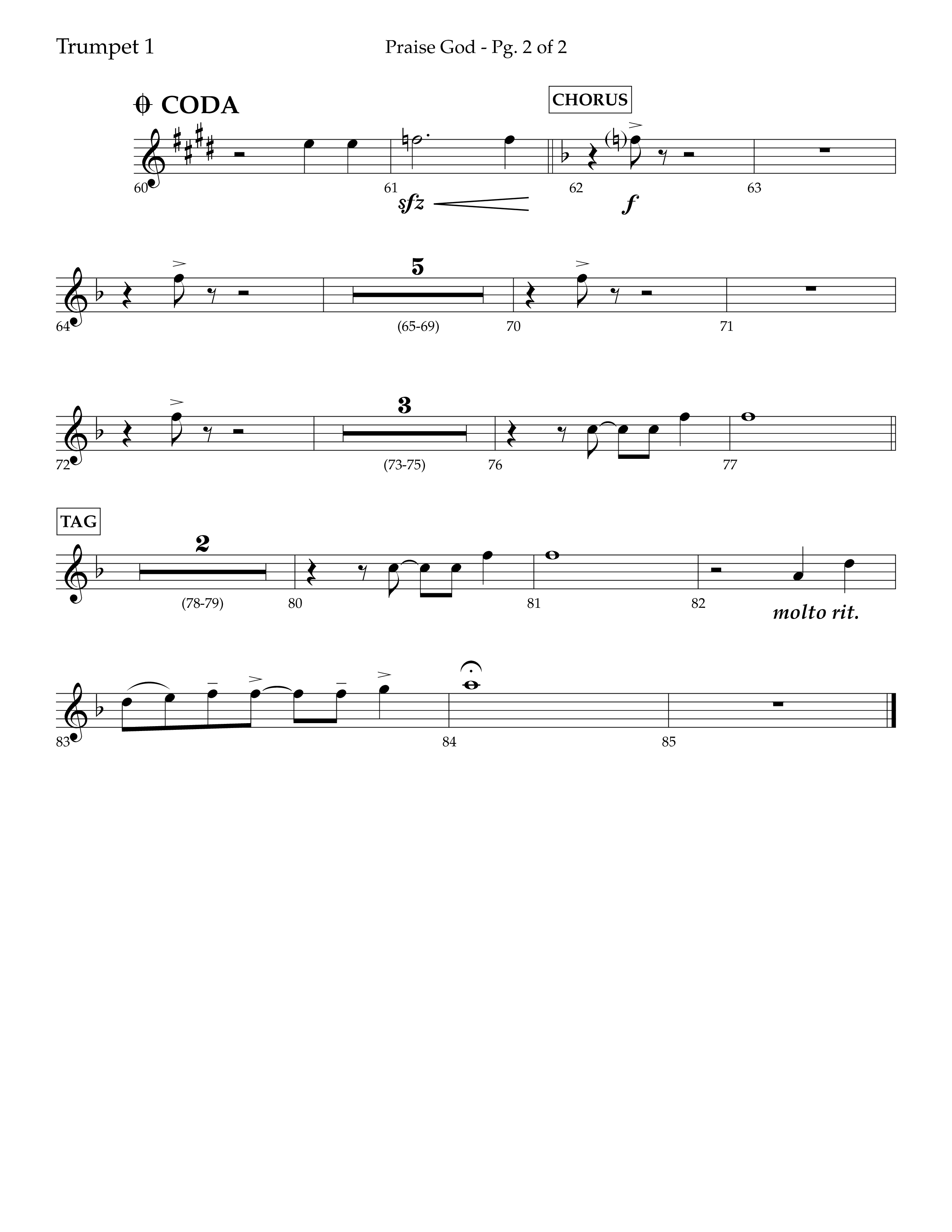 Praise God (Choral Anthem SATB) Trumpet 1 (Lifeway Choral / Arr. Dennis Allen)