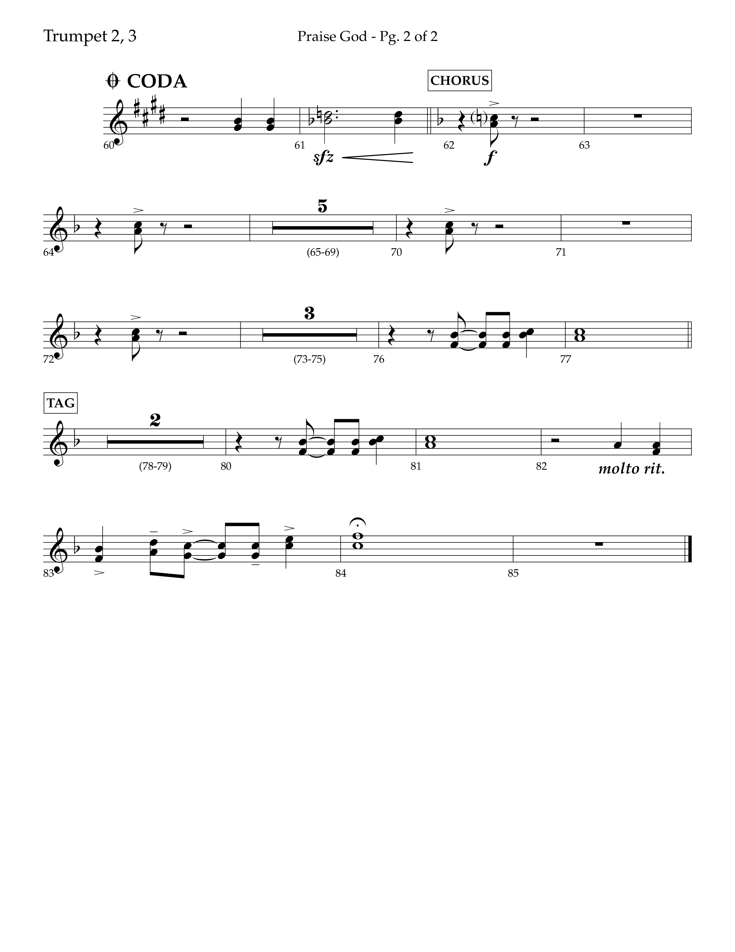 Praise God (Choral Anthem SATB) Trumpet 2/3 (Lifeway Choral / Arr. Dennis Allen)