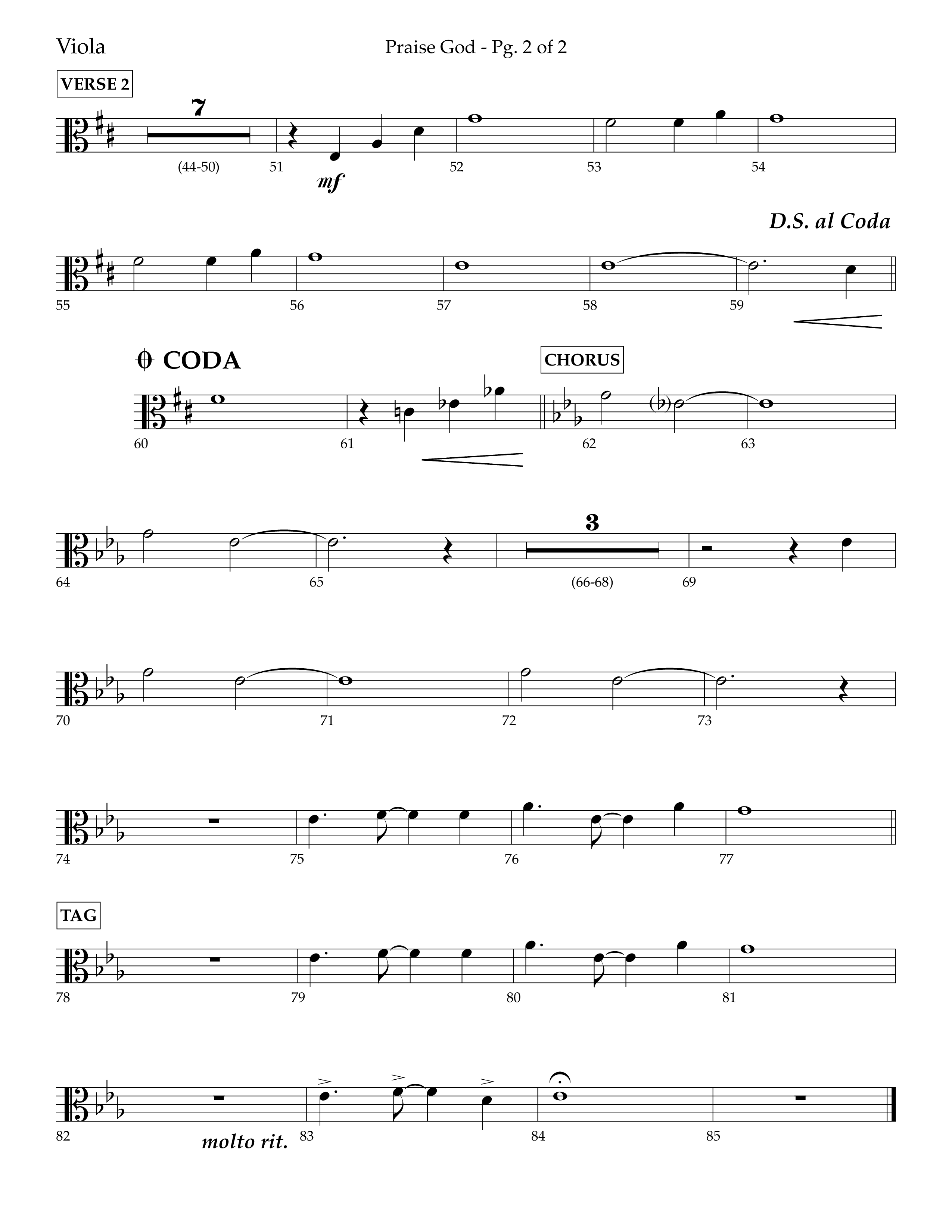 Praise God (Choral Anthem SATB) Viola (Lifeway Choral / Arr. Dennis Allen)