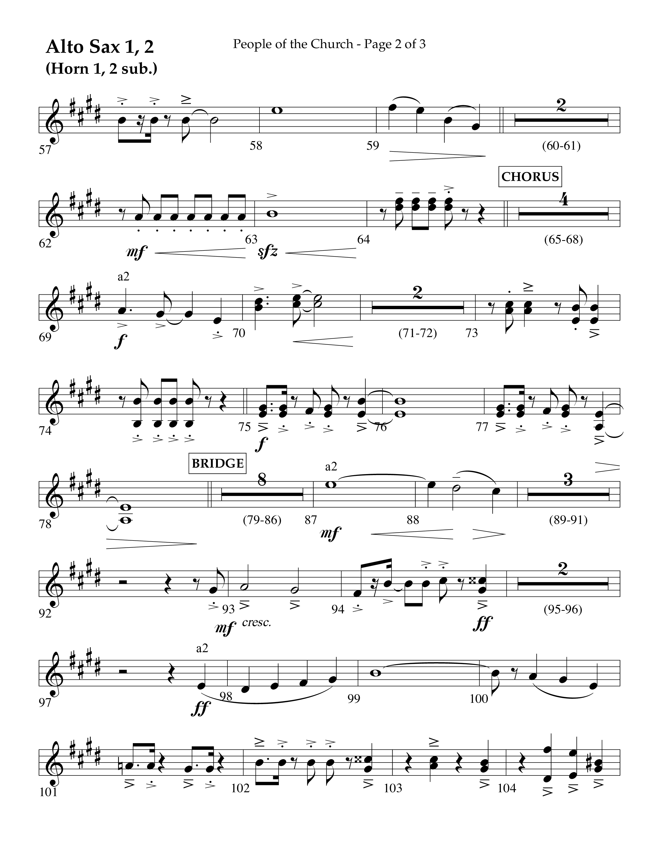 People Of The church (Choral Anthem SATB) Alto Sax 1/2 (Lifeway Choral / Arr. Eric Belvin / Arr. John Bolin / Arr. Don Koch / Orch. Danny Mitchell)