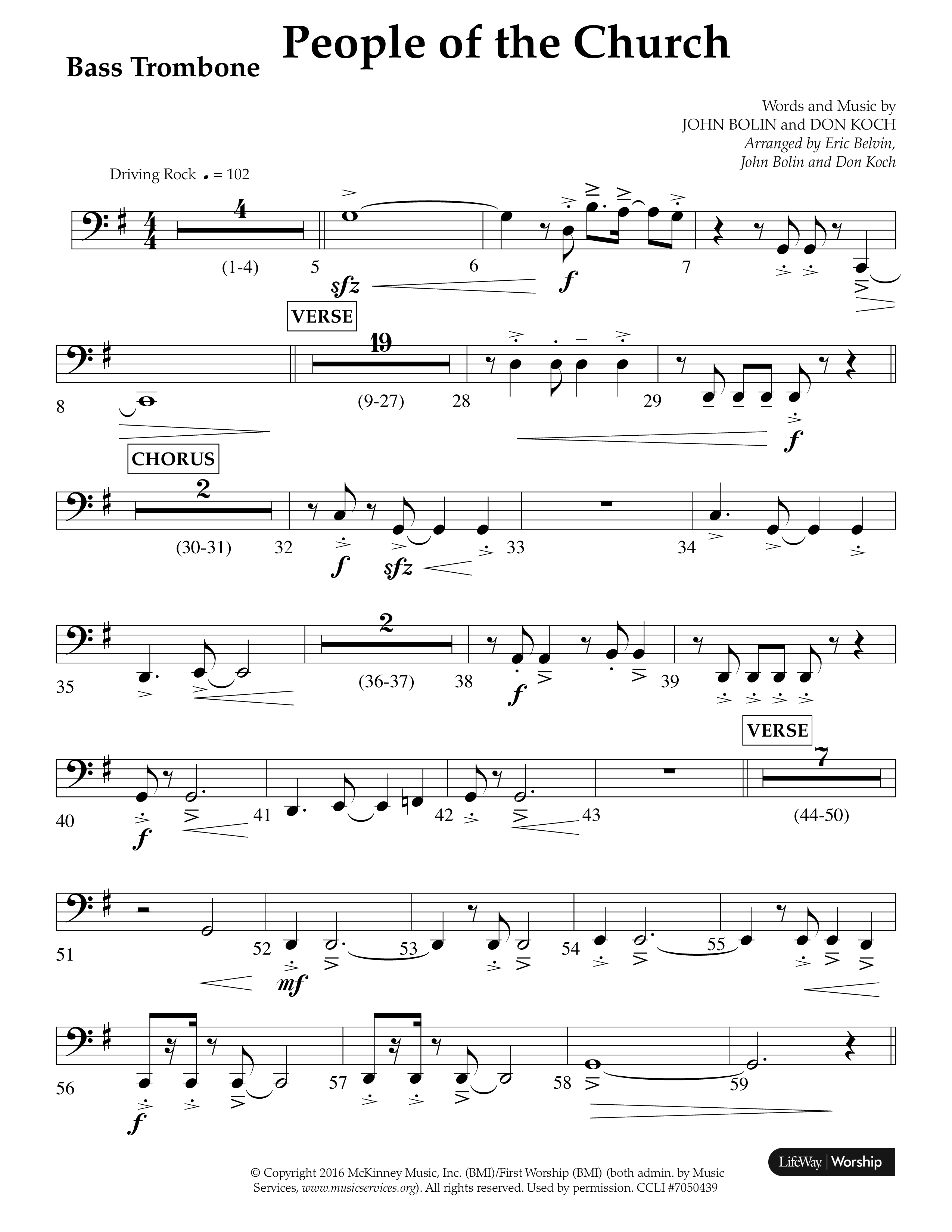 People Of The church (Choral Anthem SATB) Bass Trombone (Lifeway Choral / Arr. Eric Belvin / Arr. John Bolin / Arr. Don Koch / Orch. Danny Mitchell)