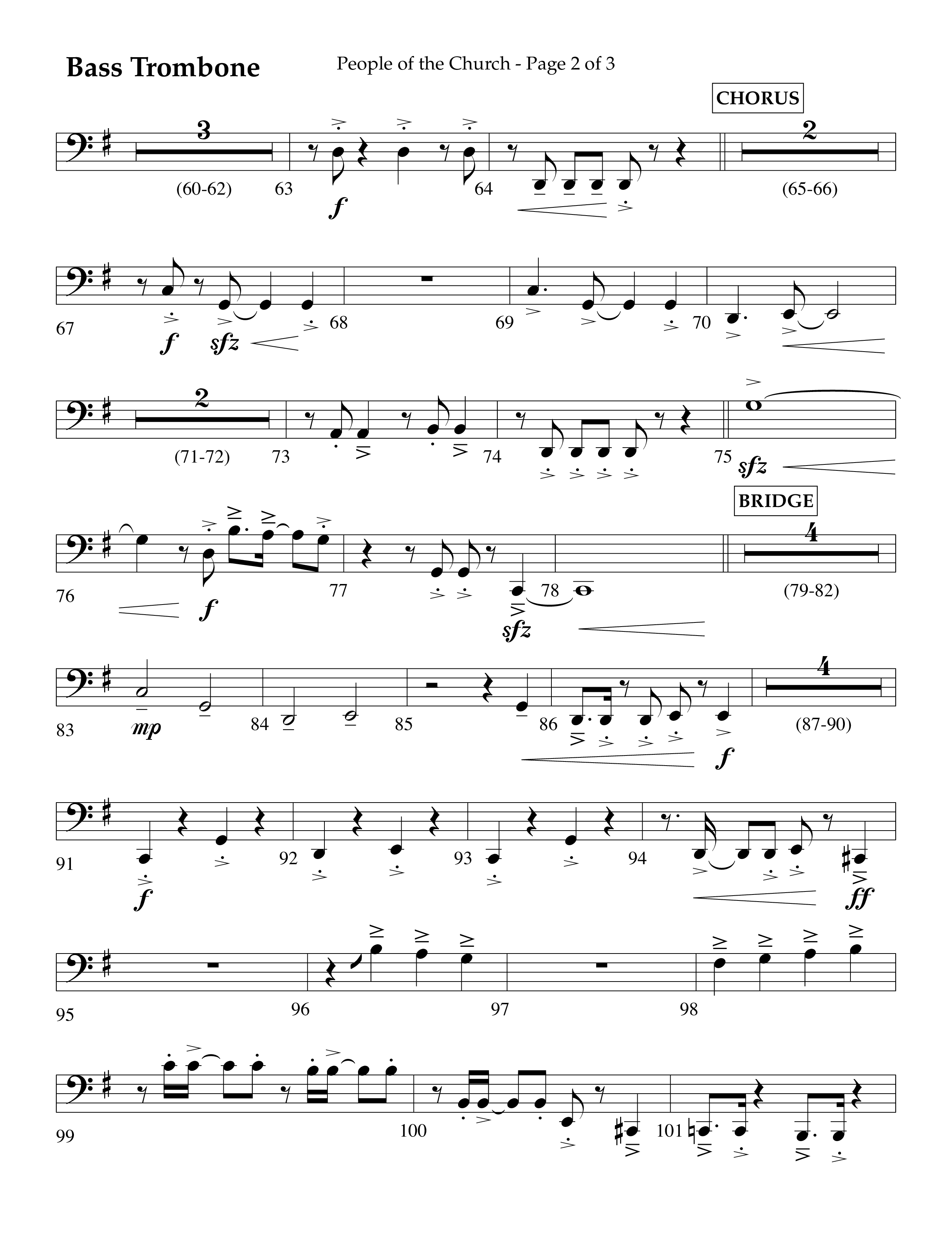 People Of The church (Choral Anthem SATB) Bass Trombone (Lifeway Choral / Arr. Eric Belvin / Arr. John Bolin / Arr. Don Koch / Orch. Danny Mitchell)