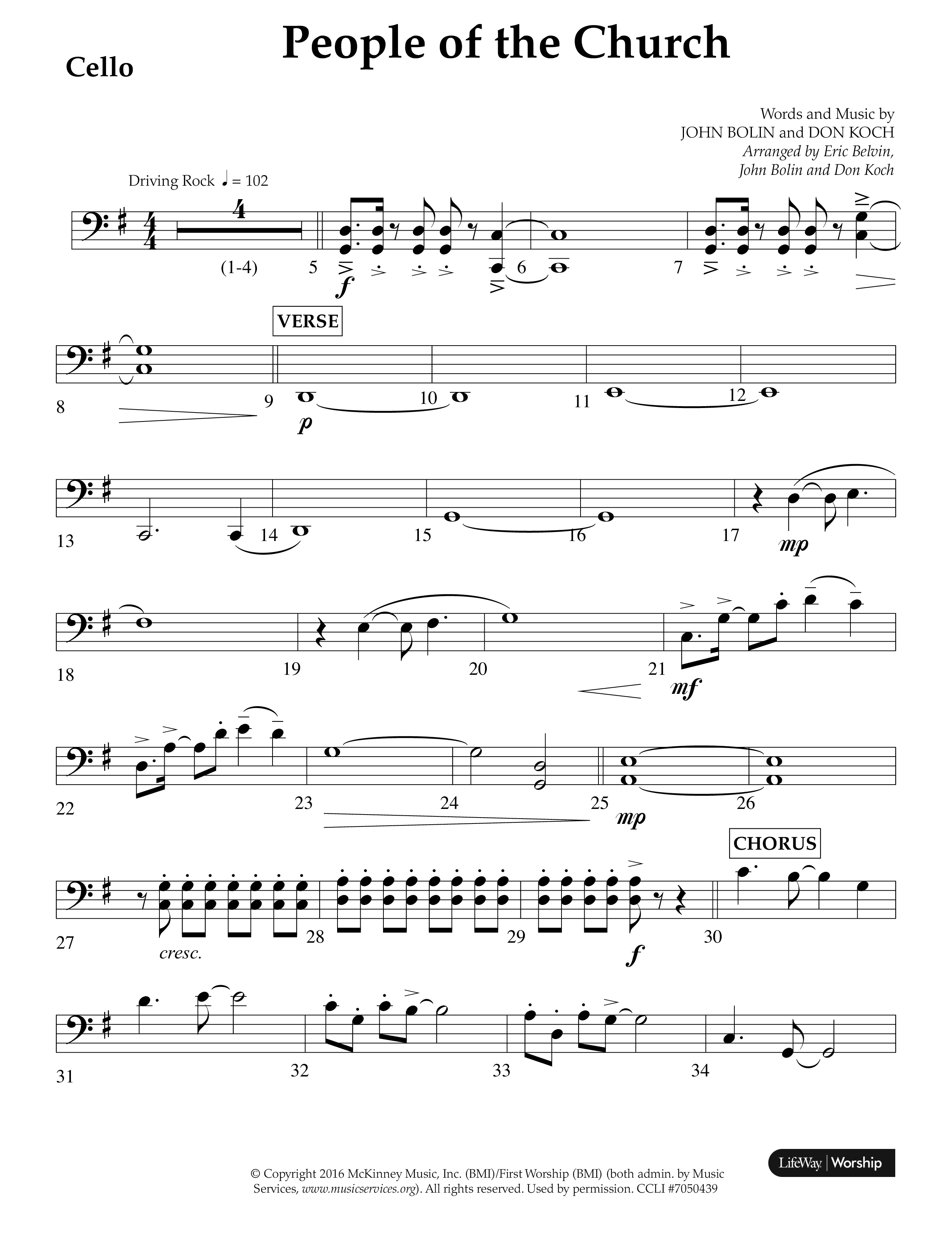 People Of The church (Choral Anthem SATB) Cello (Lifeway Choral / Arr. Eric Belvin / Arr. John Bolin / Arr. Don Koch / Orch. Danny Mitchell)