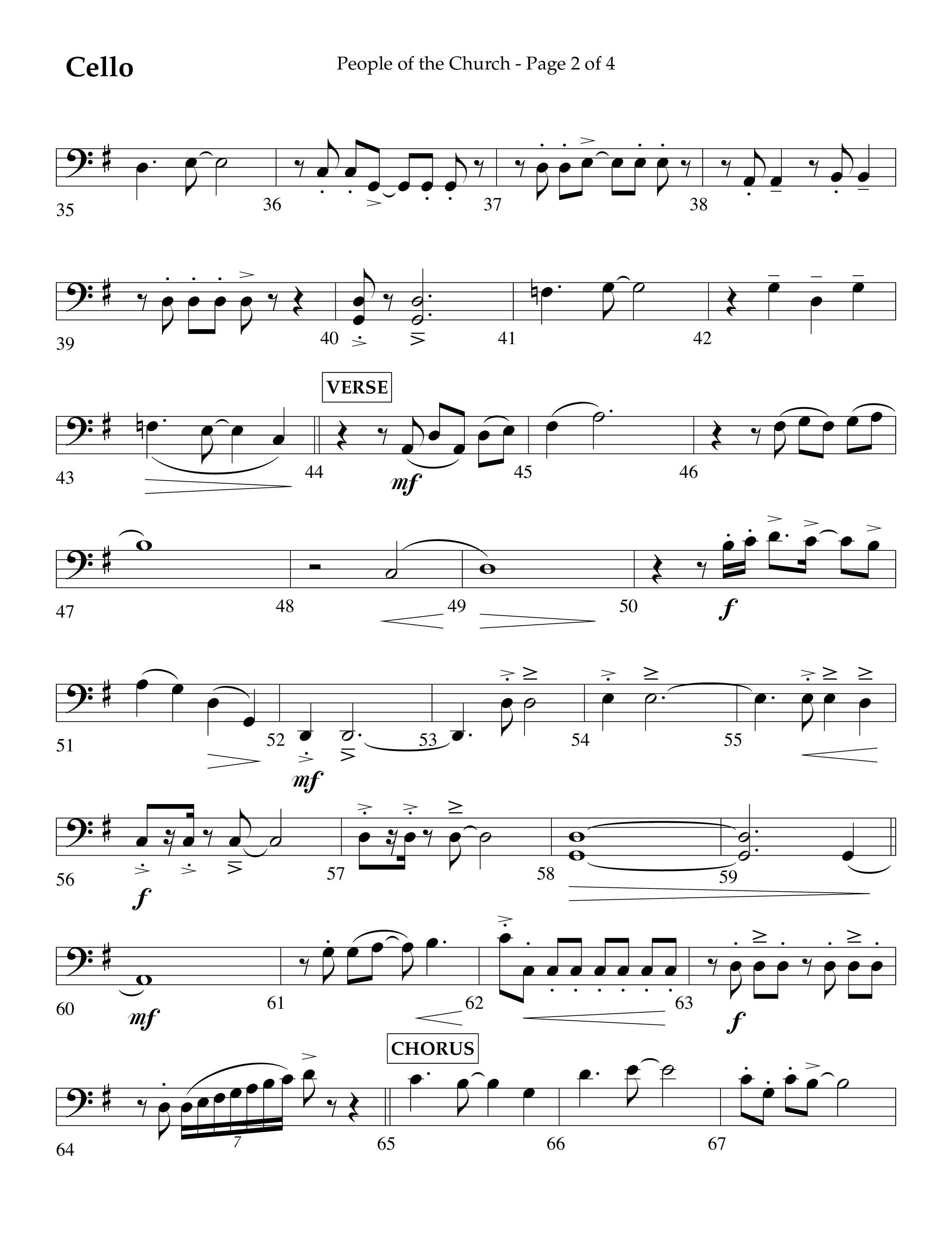 People Of The church (Choral Anthem SATB) Cello (Lifeway Choral / Arr. Eric Belvin / Arr. John Bolin / Arr. Don Koch / Orch. Danny Mitchell)