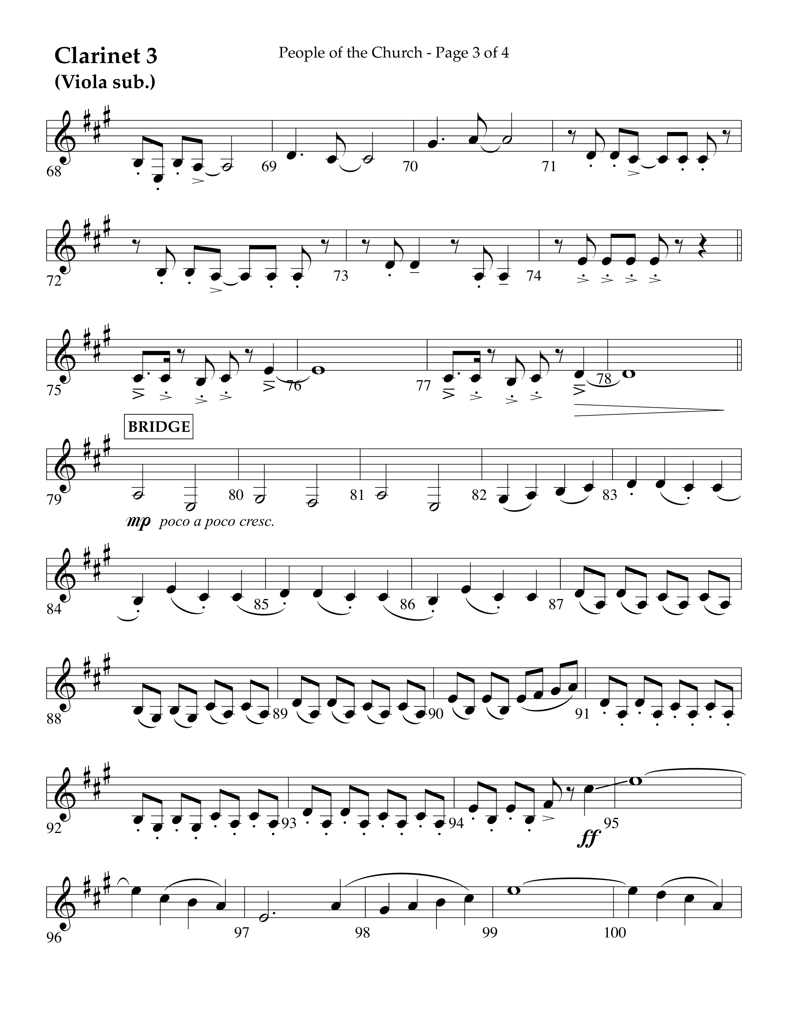 People Of The church (Choral Anthem SATB) Clarinet 3 (Lifeway Choral / Arr. Eric Belvin / Arr. John Bolin / Arr. Don Koch / Orch. Danny Mitchell)