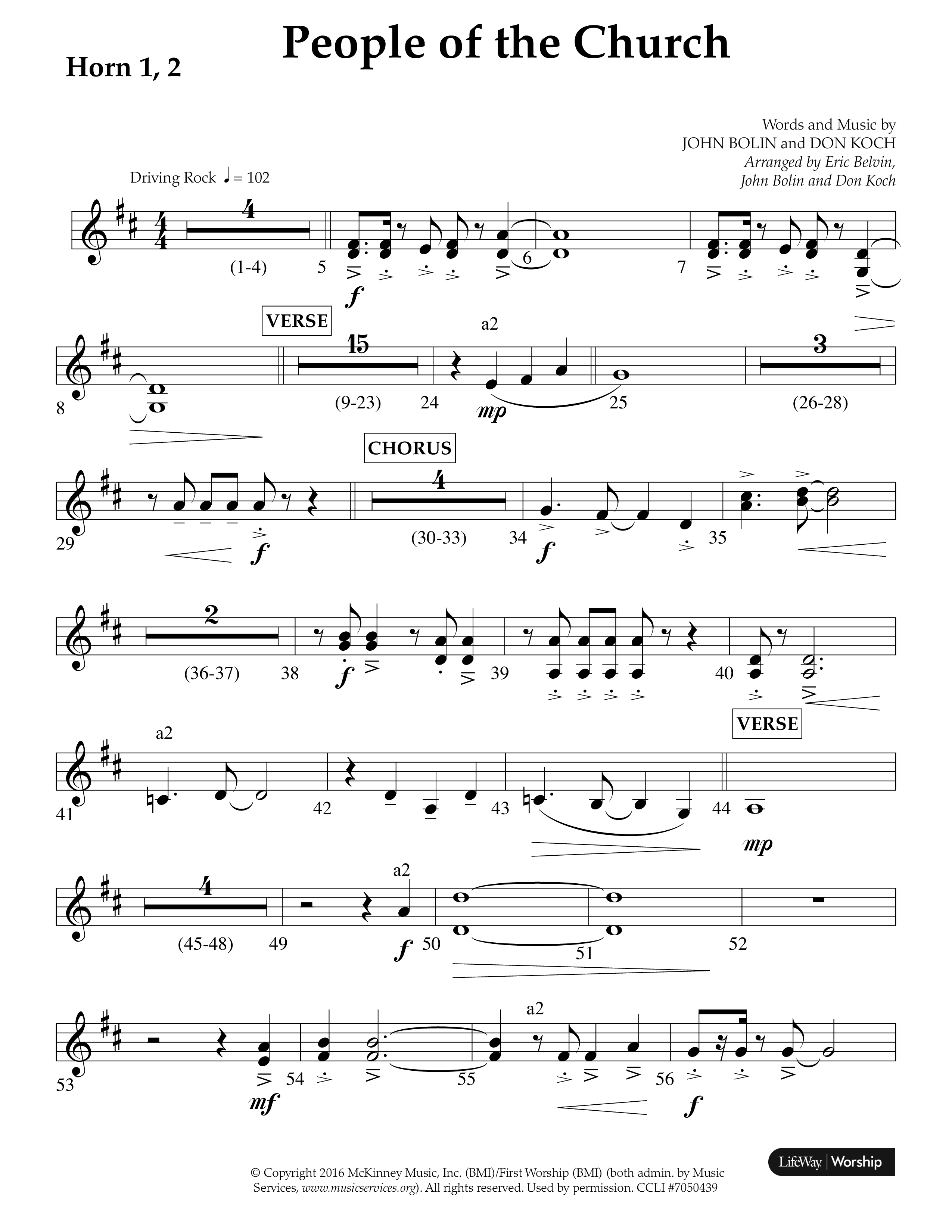 People Of The church (Choral Anthem SATB) French Horn 1/2 (Lifeway Choral / Arr. Eric Belvin / Arr. John Bolin / Arr. Don Koch / Orch. Danny Mitchell)
