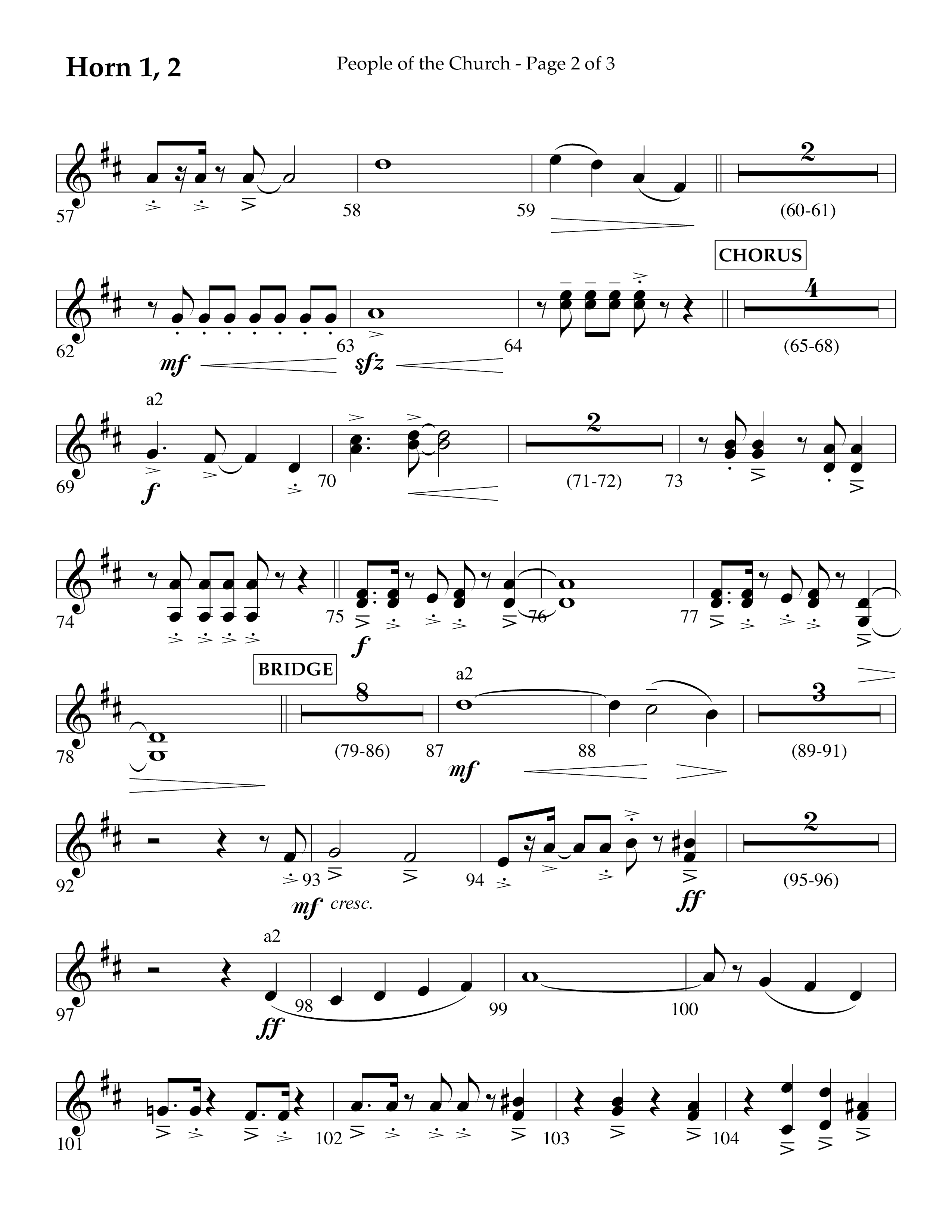People Of The church (Choral Anthem SATB) French Horn 1/2 (Lifeway Choral / Arr. Eric Belvin / Arr. John Bolin / Arr. Don Koch / Orch. Danny Mitchell)