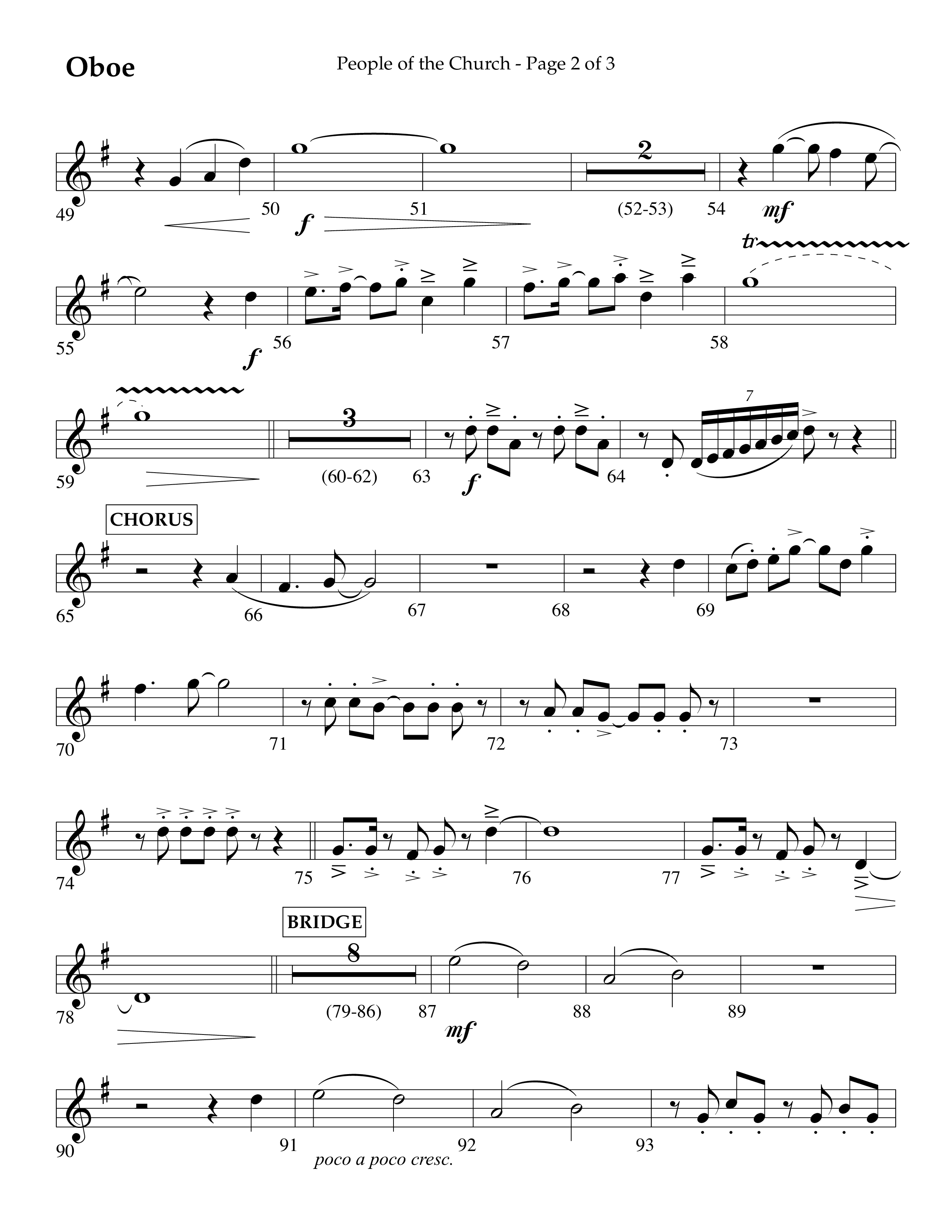 People Of The church (Choral Anthem SATB) Oboe (Lifeway Choral / Arr. Eric Belvin / Arr. John Bolin / Arr. Don Koch / Orch. Danny Mitchell)