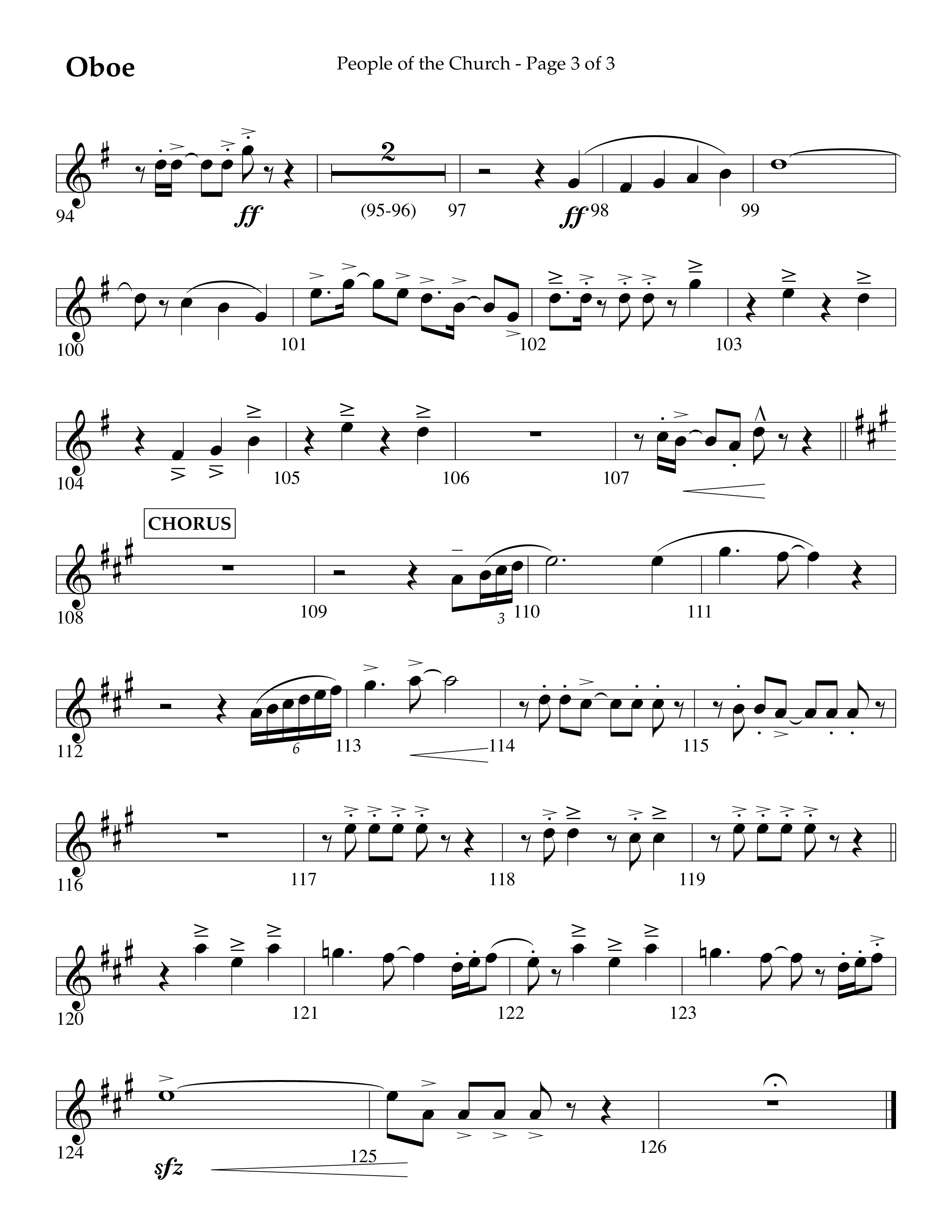 People Of The church (Choral Anthem SATB) Oboe (Lifeway Choral / Arr. Eric Belvin / Arr. John Bolin / Arr. Don Koch / Orch. Danny Mitchell)