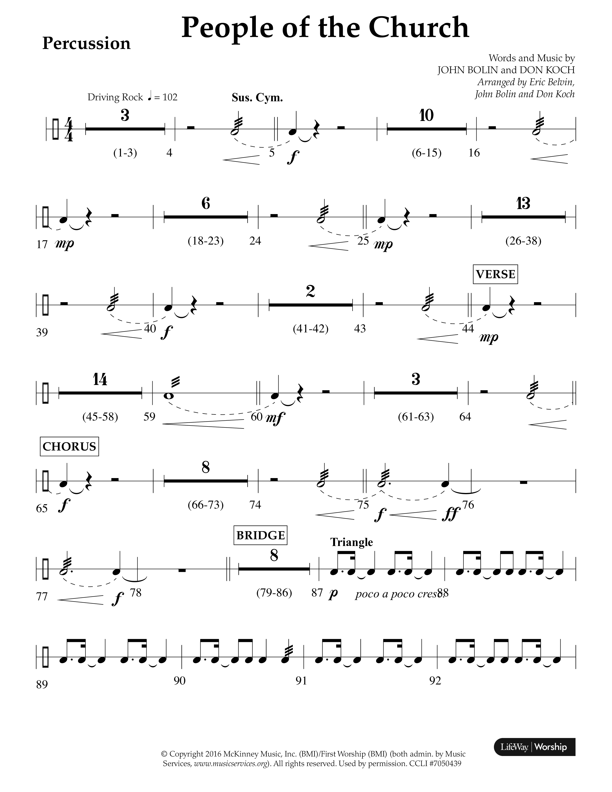 People Of The church (Choral Anthem SATB) Percussion (Lifeway Choral / Arr. Eric Belvin / Arr. John Bolin / Arr. Don Koch / Orch. Danny Mitchell)