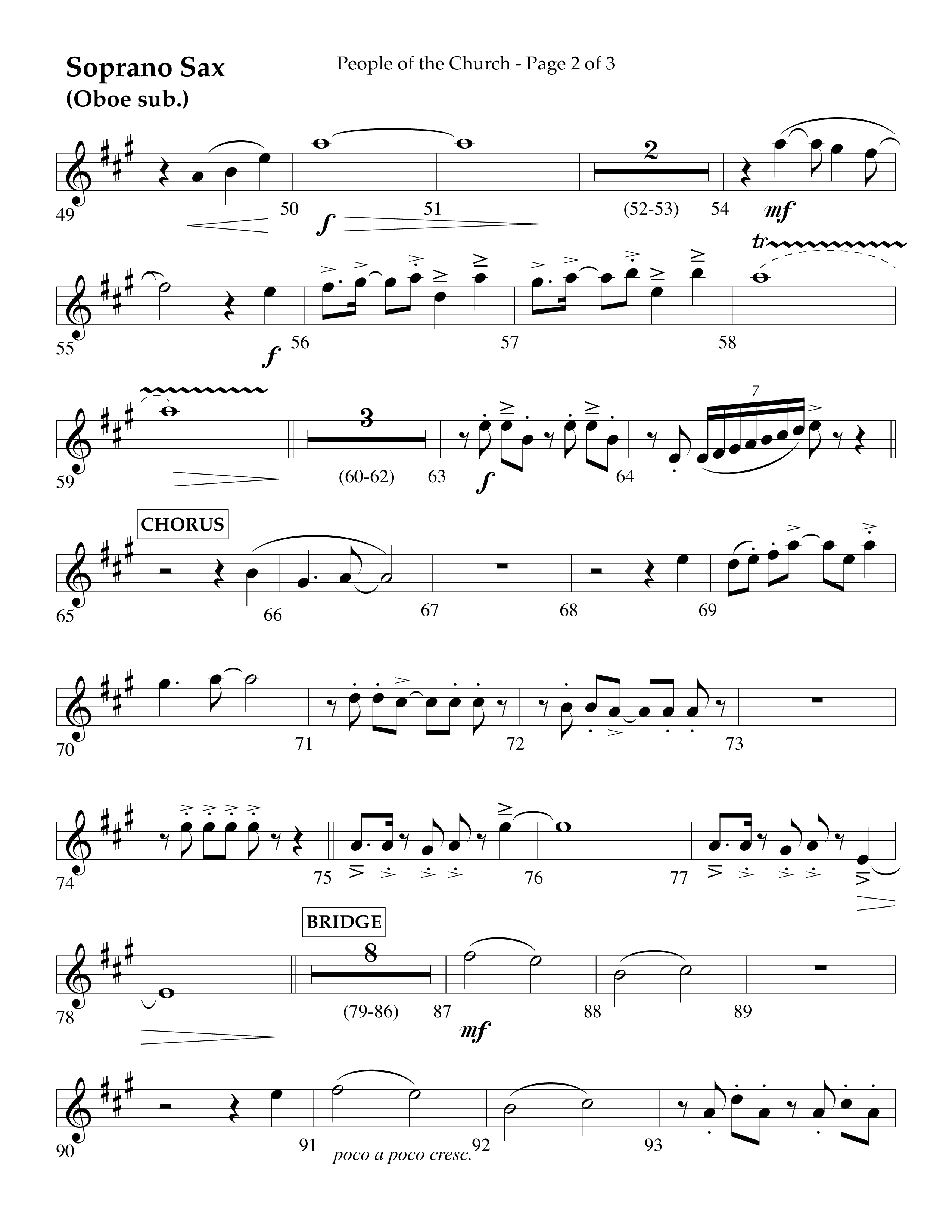 People Of The church (Choral Anthem SATB) Soprano Sax (Lifeway Choral / Arr. Eric Belvin / Arr. John Bolin / Arr. Don Koch / Orch. Danny Mitchell)
