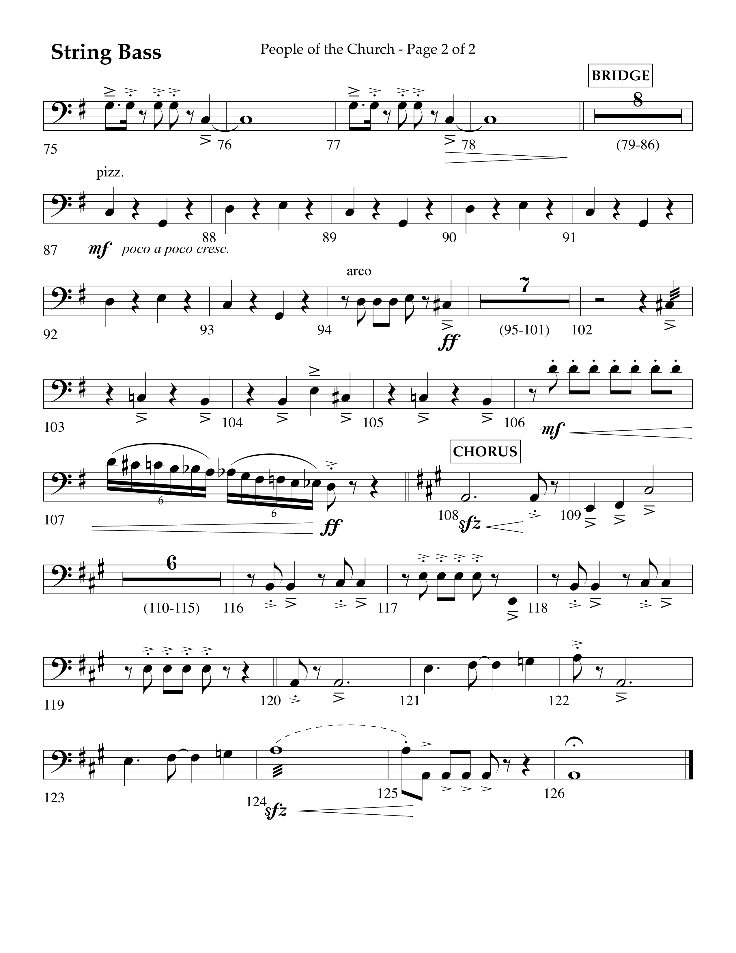 People Of The church (Choral Anthem SATB) String Bass (Lifeway Choral / Arr. Eric Belvin / Arr. John Bolin / Arr. Don Koch / Orch. Danny Mitchell)
