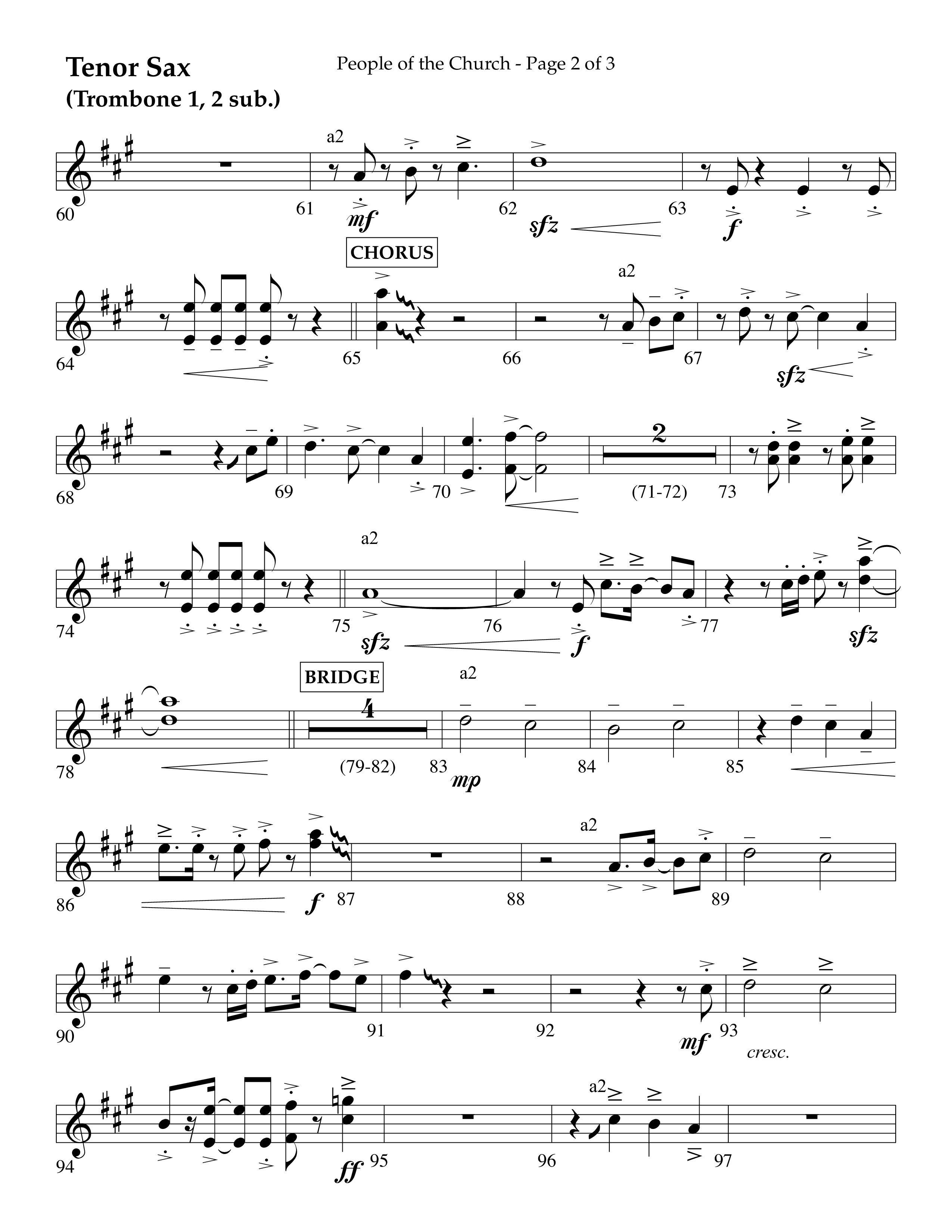People Of The church (Choral Anthem SATB) Tenor Sax 1 (Lifeway Choral / Arr. Eric Belvin / Arr. John Bolin / Arr. Don Koch / Orch. Danny Mitchell)