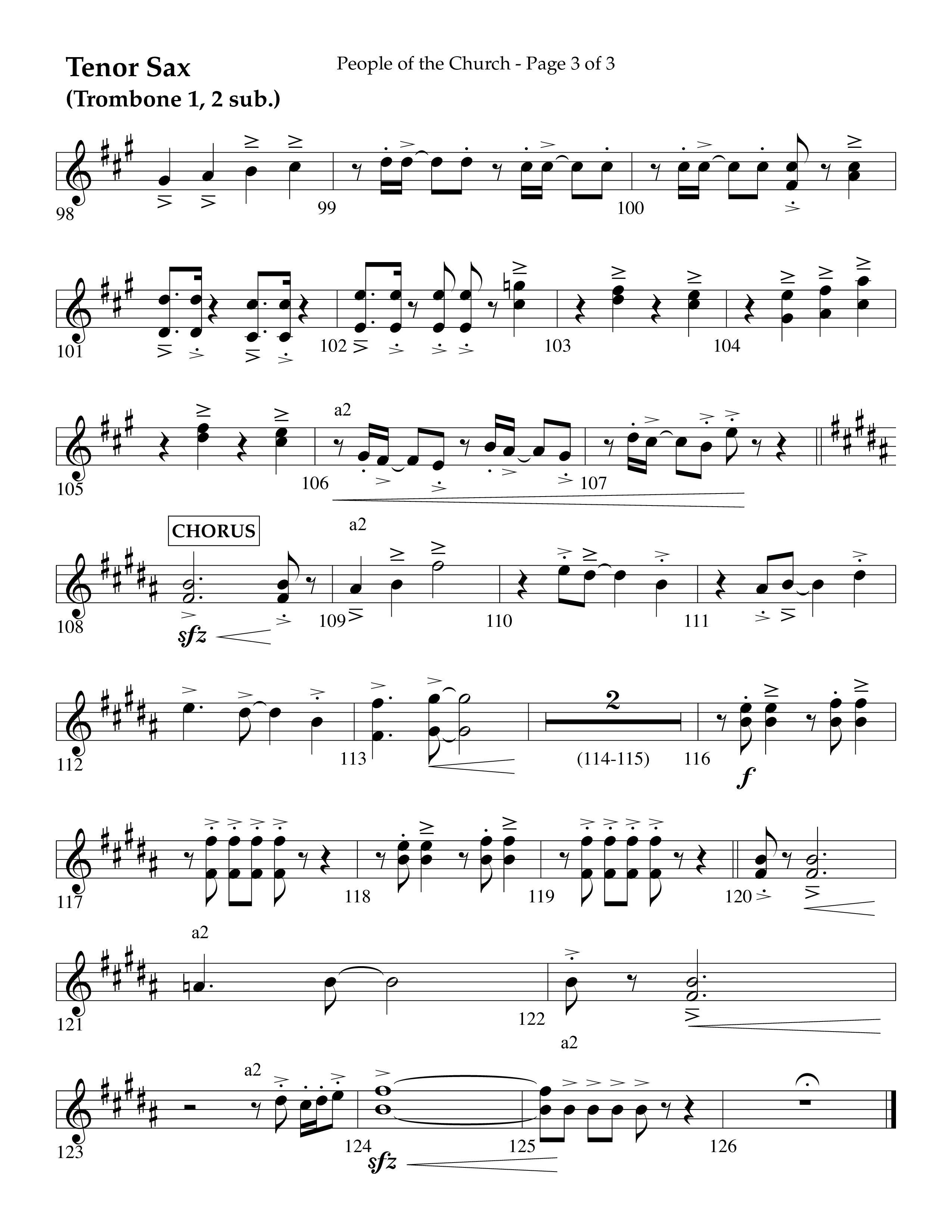 People Of The church (Choral Anthem SATB) Tenor Sax 1 (Lifeway Choral / Arr. Eric Belvin / Arr. John Bolin / Arr. Don Koch / Orch. Danny Mitchell)