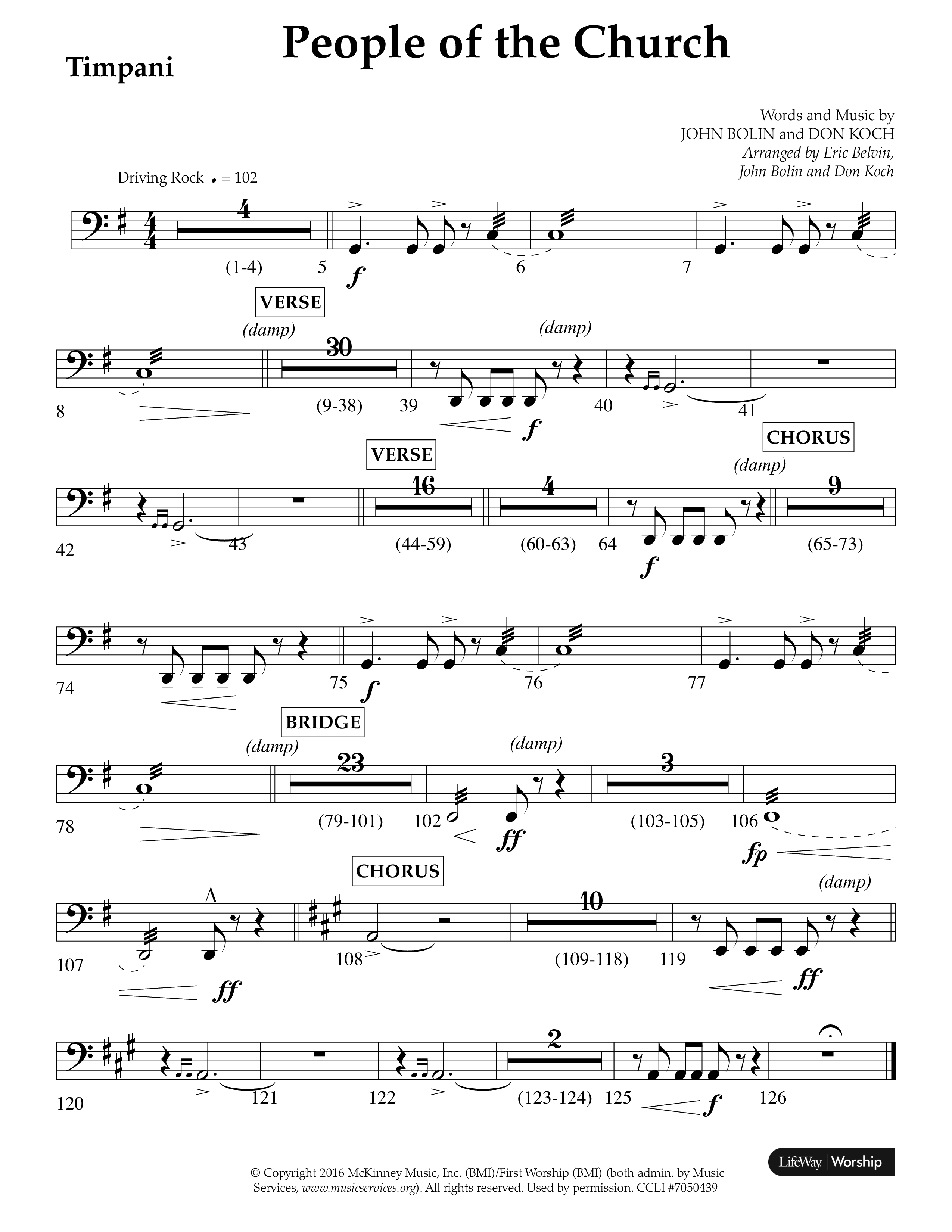 People Of The church (Choral Anthem SATB) Timpani (Lifeway Choral / Arr. Eric Belvin / Arr. John Bolin / Arr. Don Koch / Orch. Danny Mitchell)