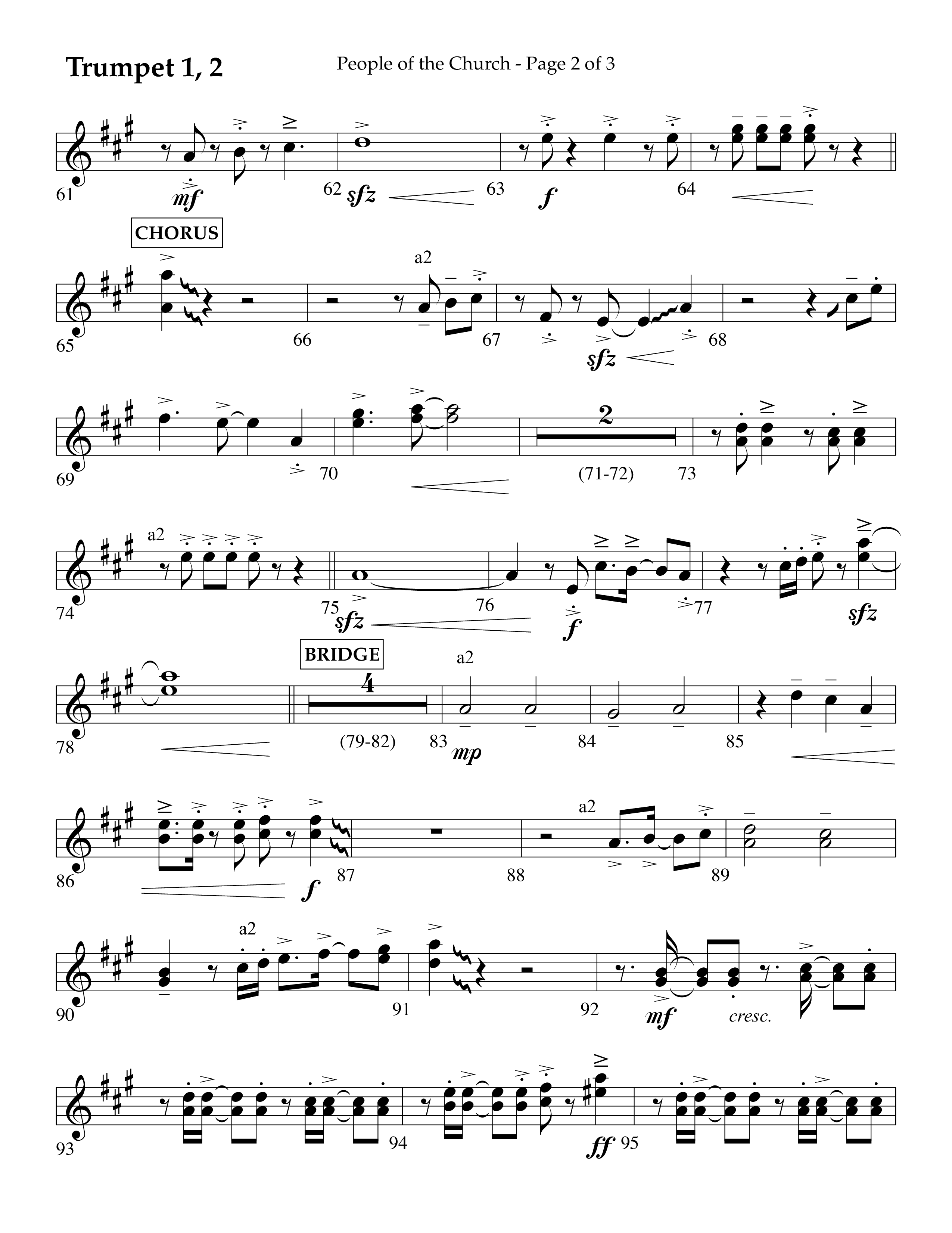 People Of The church (Choral Anthem SATB) Trumpet 1,2 (Lifeway Choral / Arr. Eric Belvin / Arr. John Bolin / Arr. Don Koch / Orch. Danny Mitchell)