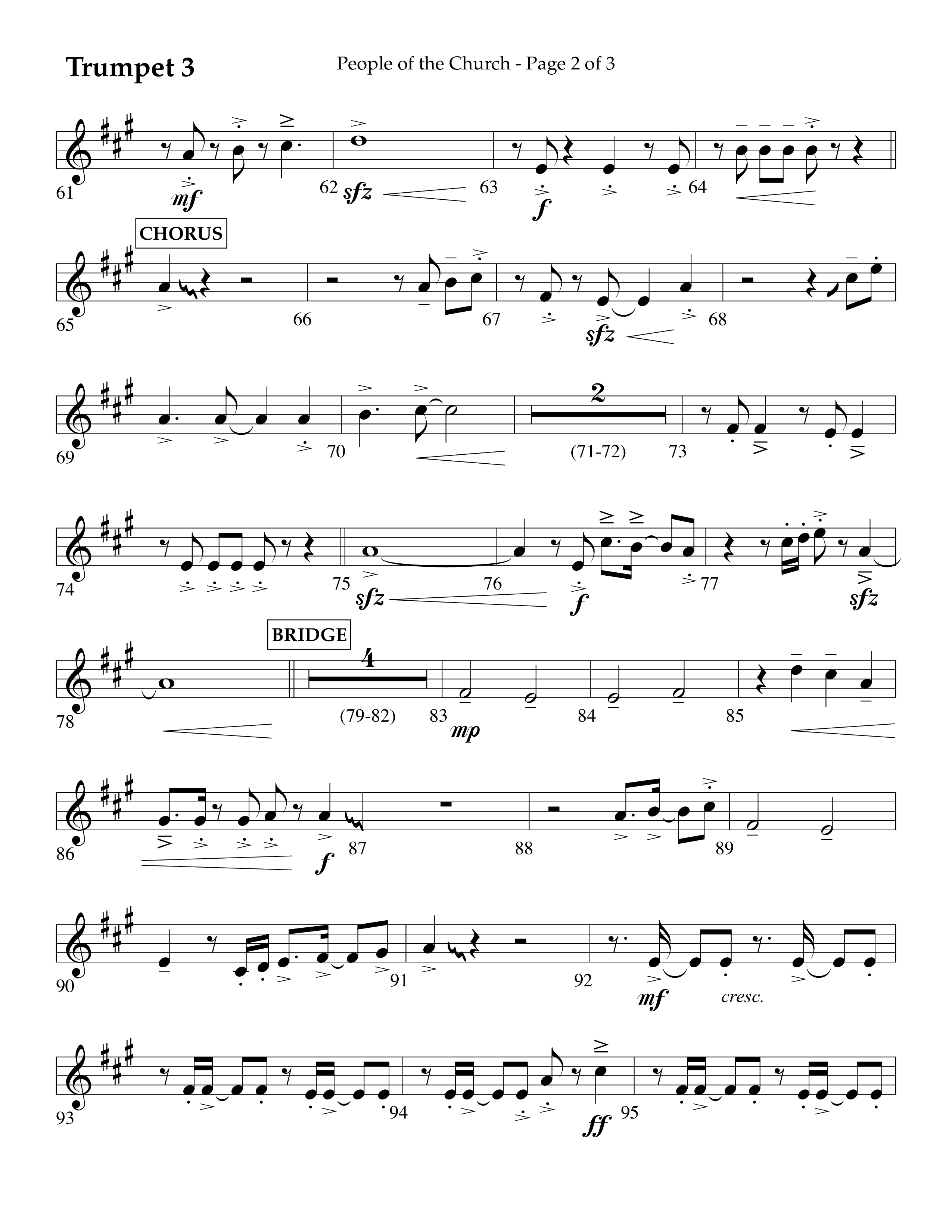 People Of The church (Choral Anthem SATB) Trumpet 3 (Lifeway Choral / Arr. Eric Belvin / Arr. John Bolin / Arr. Don Koch / Orch. Danny Mitchell)