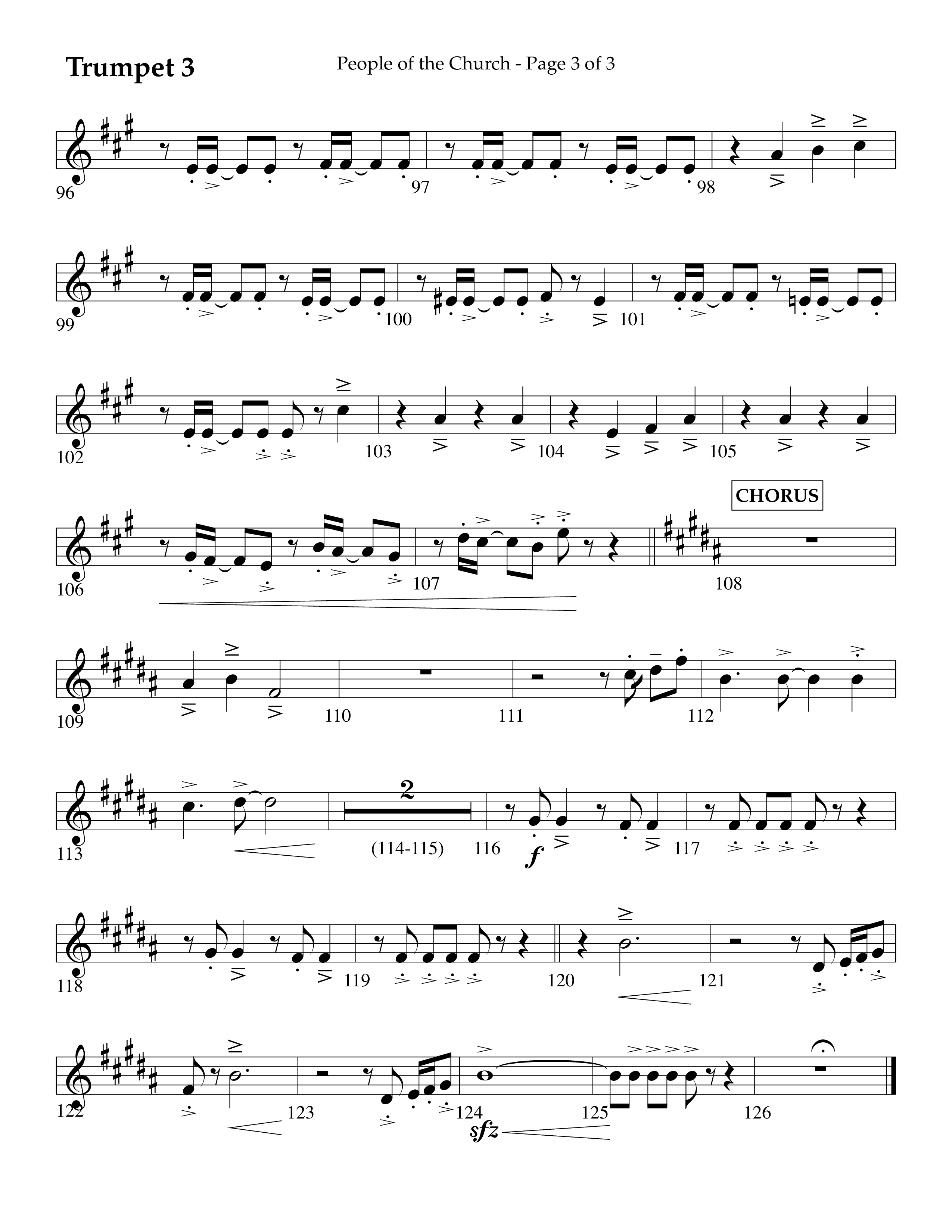 People Of The church (Choral Anthem SATB) Trumpet 3 (Lifeway Choral / Arr. Eric Belvin / Arr. John Bolin / Arr. Don Koch / Orch. Danny Mitchell)