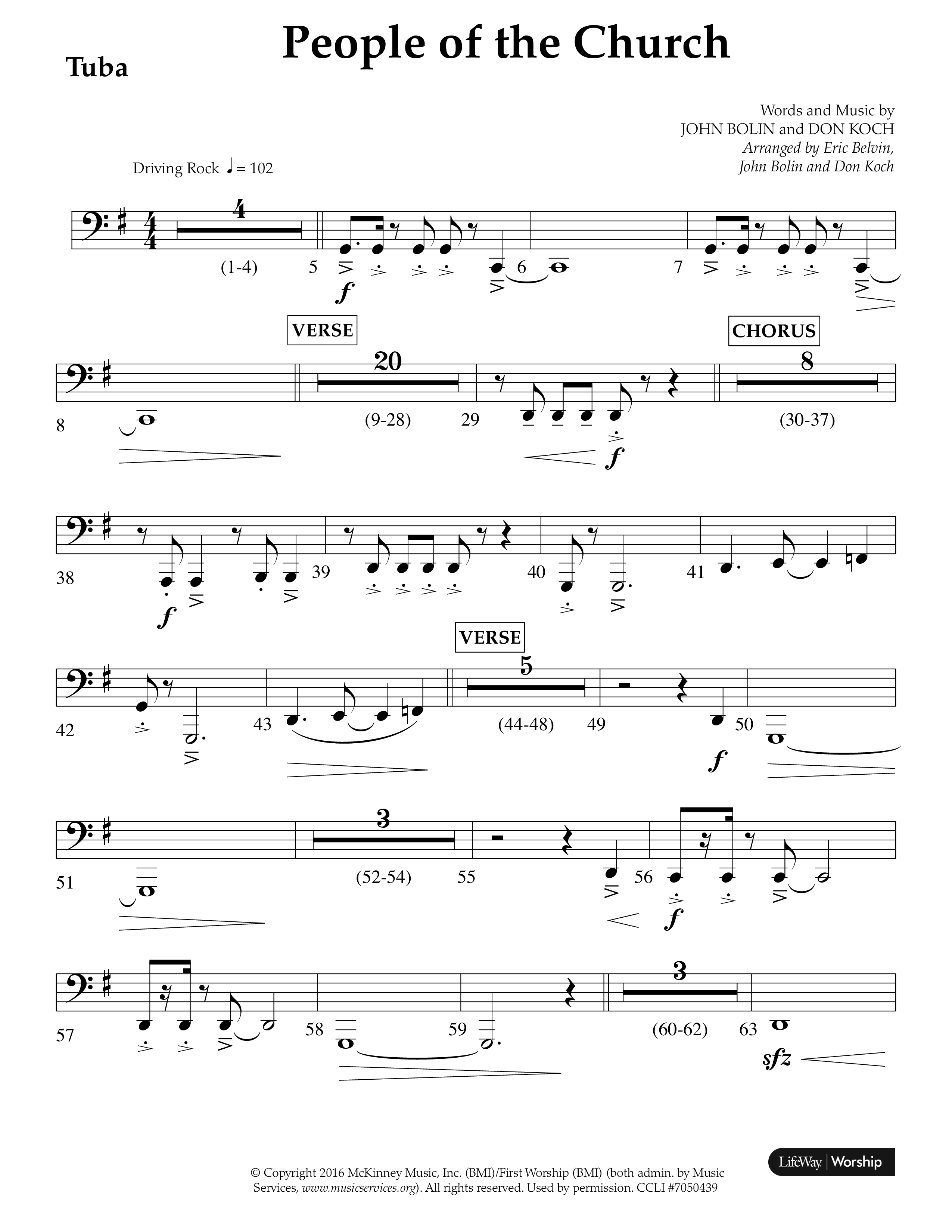 People Of The church (Choral Anthem SATB) Tuba (Lifeway Choral / Arr. Eric Belvin / Arr. John Bolin / Arr. Don Koch / Orch. Danny Mitchell)