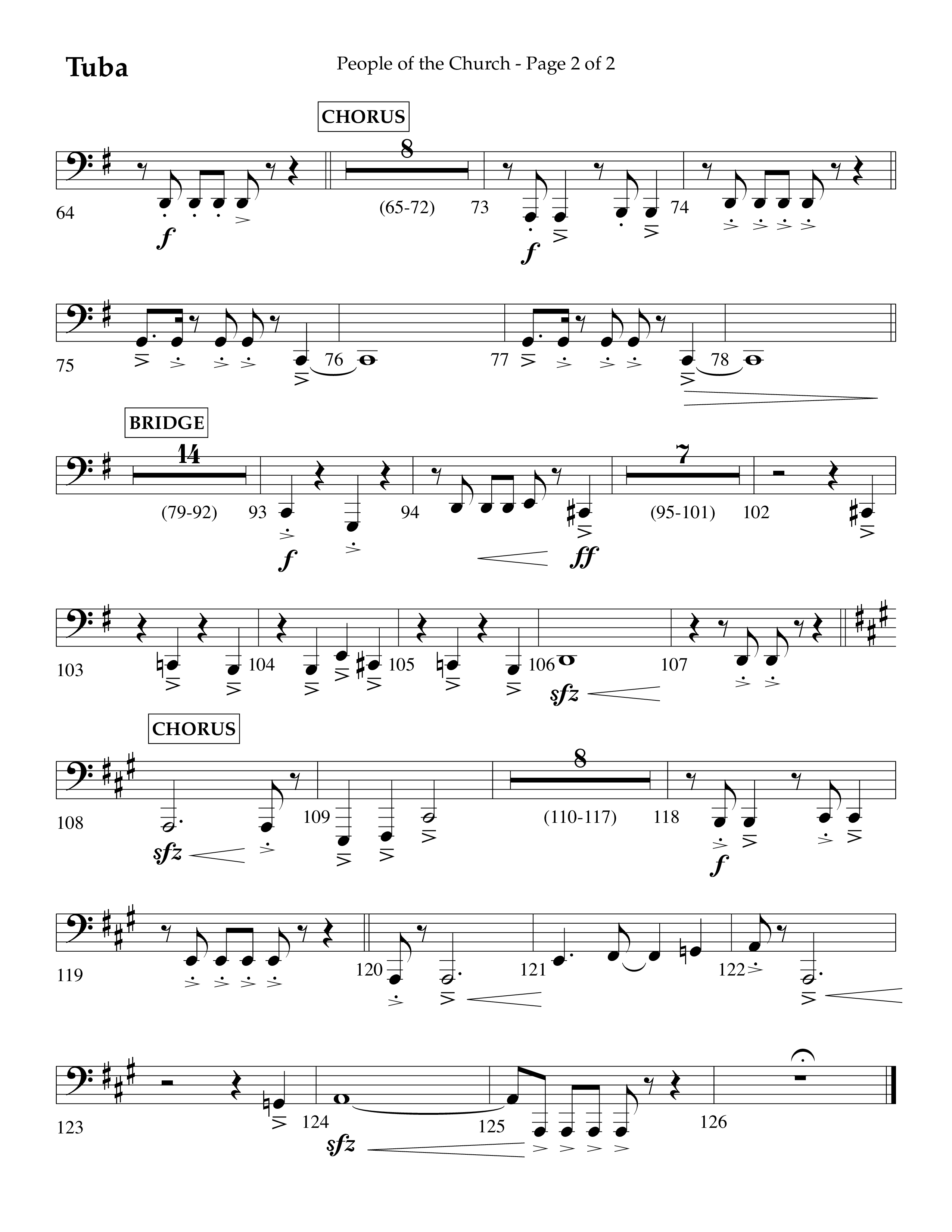 People Of The church (Choral Anthem SATB) Tuba (Lifeway Choral / Arr. Eric Belvin / Arr. John Bolin / Arr. Don Koch / Orch. Danny Mitchell)