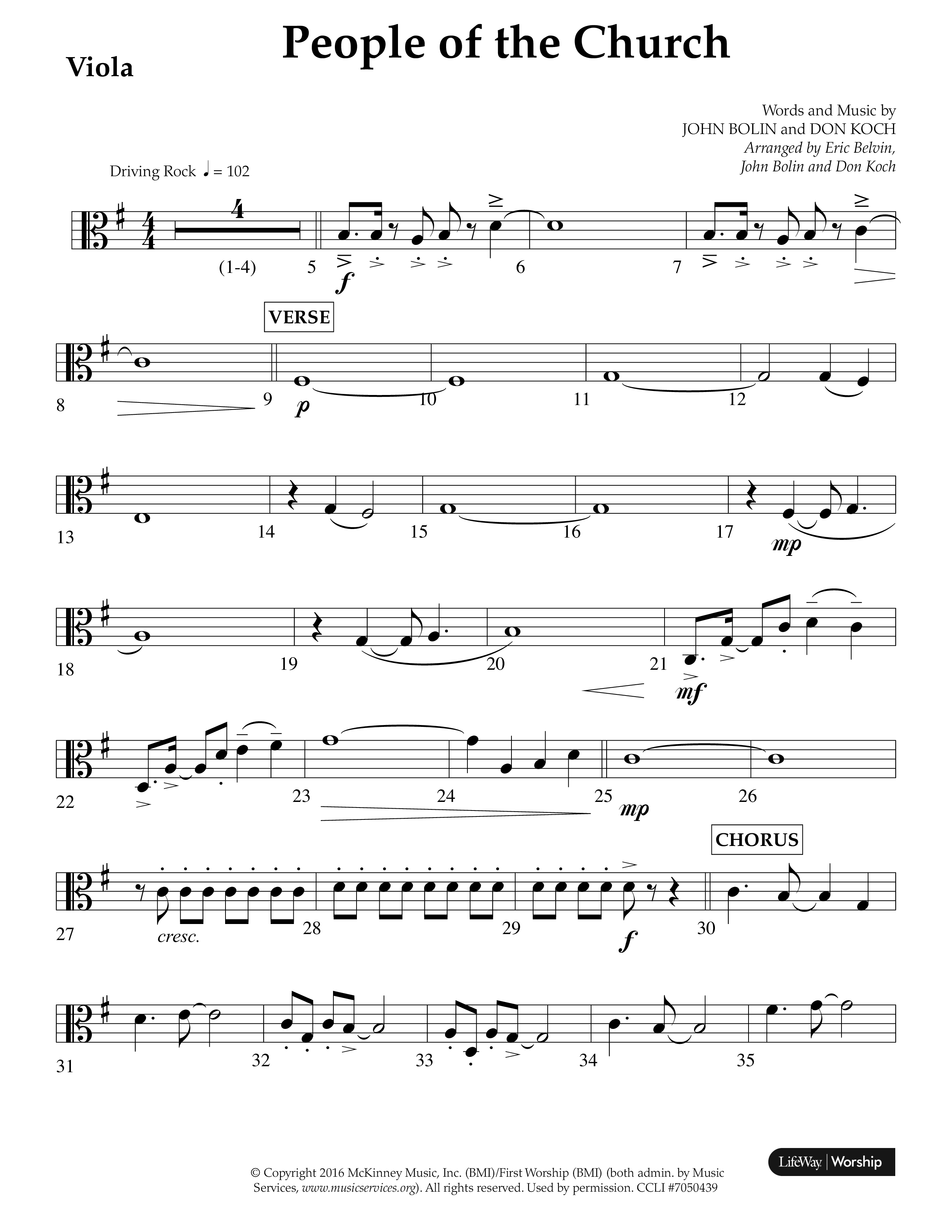 People Of The church (Choral Anthem SATB) Viola (Lifeway Choral / Arr. Eric Belvin / Arr. John Bolin / Arr. Don Koch / Orch. Danny Mitchell)