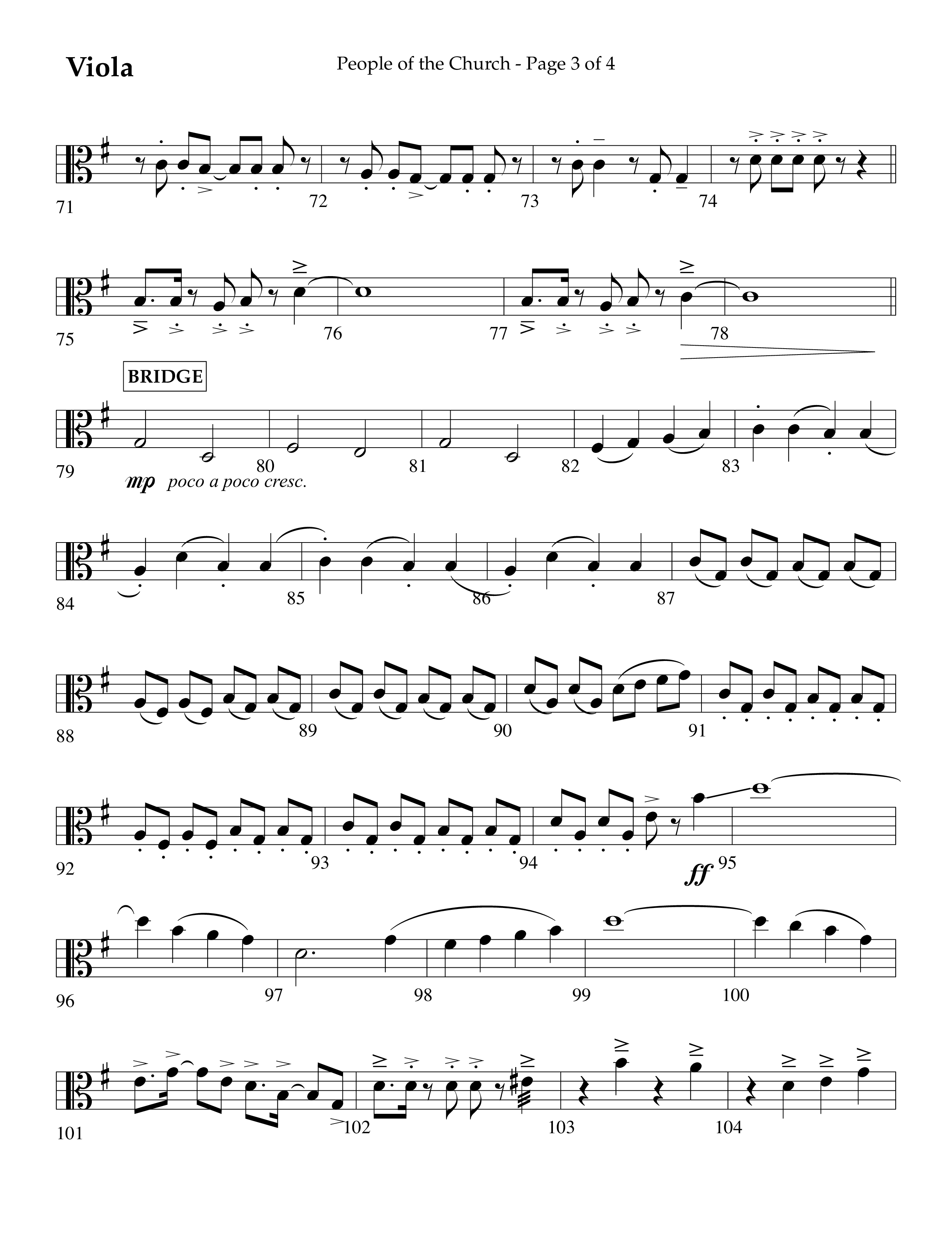 People Of The church (Choral Anthem SATB) Viola (Lifeway Choral / Arr. Eric Belvin / Arr. John Bolin / Arr. Don Koch / Orch. Danny Mitchell)