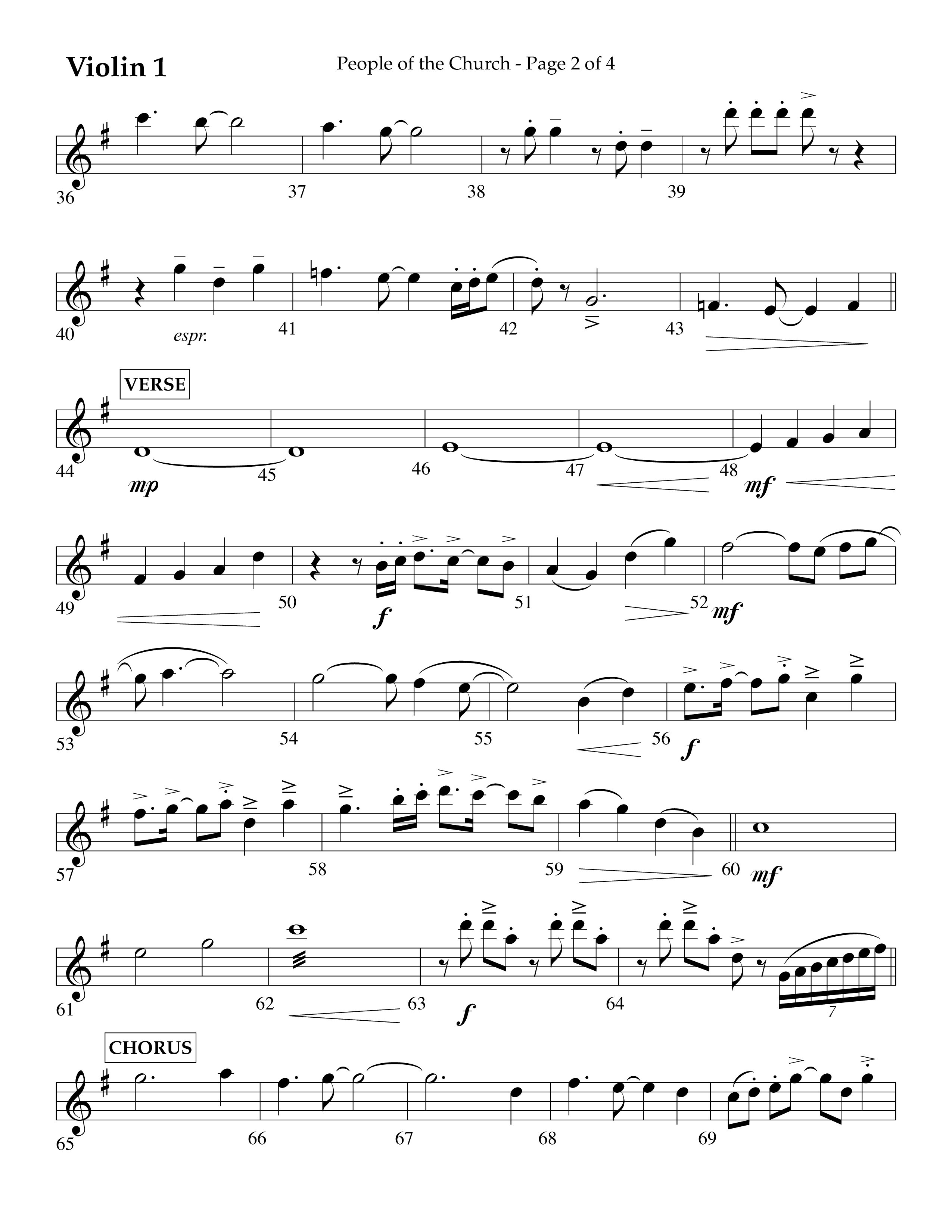 People Of The church (Choral Anthem SATB) Violin 1 (Lifeway Choral / Arr. Eric Belvin / Arr. John Bolin / Arr. Don Koch / Orch. Danny Mitchell)