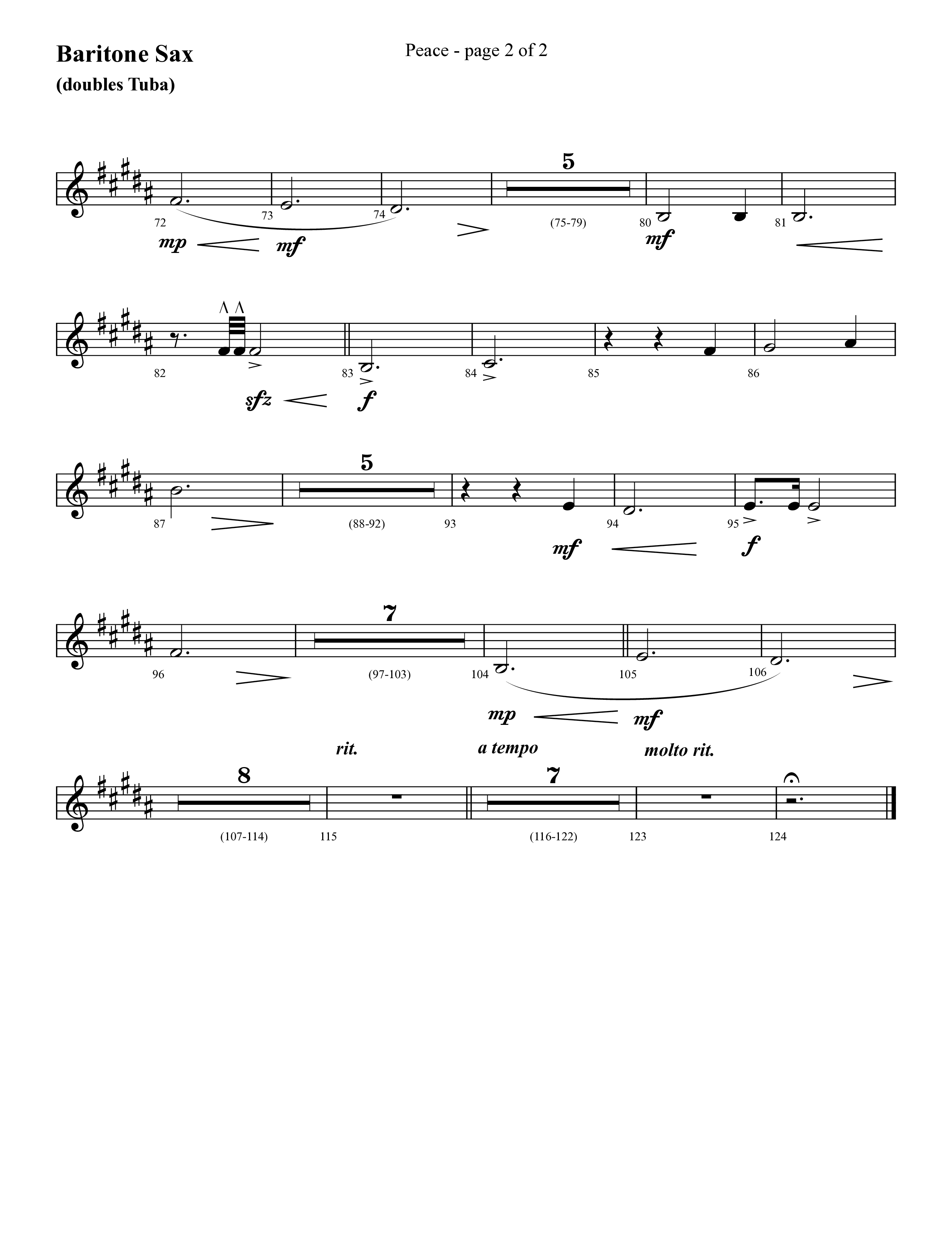 Peace (Choral Anthem SATB) Bari Sax (Lifeway Choral / Arr. Cliff Duren)