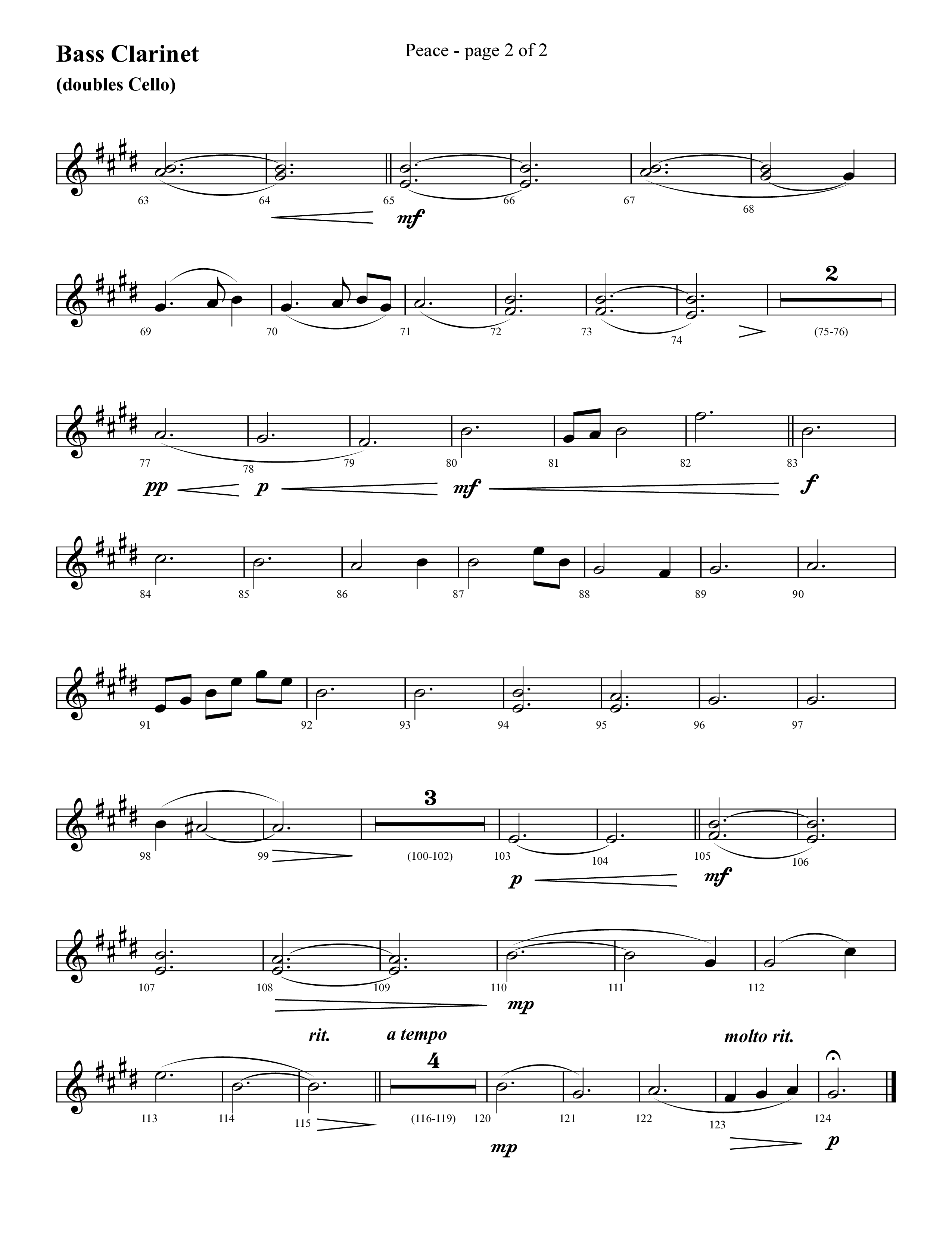 Peace (Choral Anthem SATB) Bass Clarinet (Lifeway Choral / Arr. Cliff Duren)