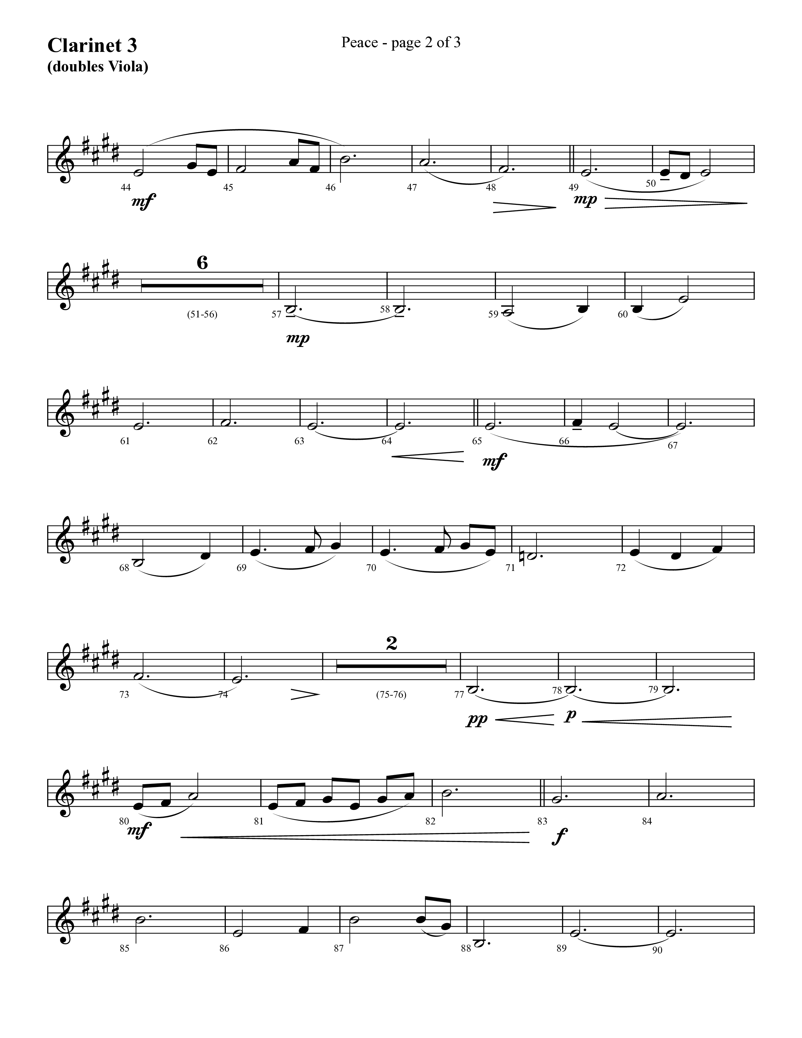Peace (Choral Anthem SATB) Clarinet 3 (Lifeway Choral / Arr. Cliff Duren)