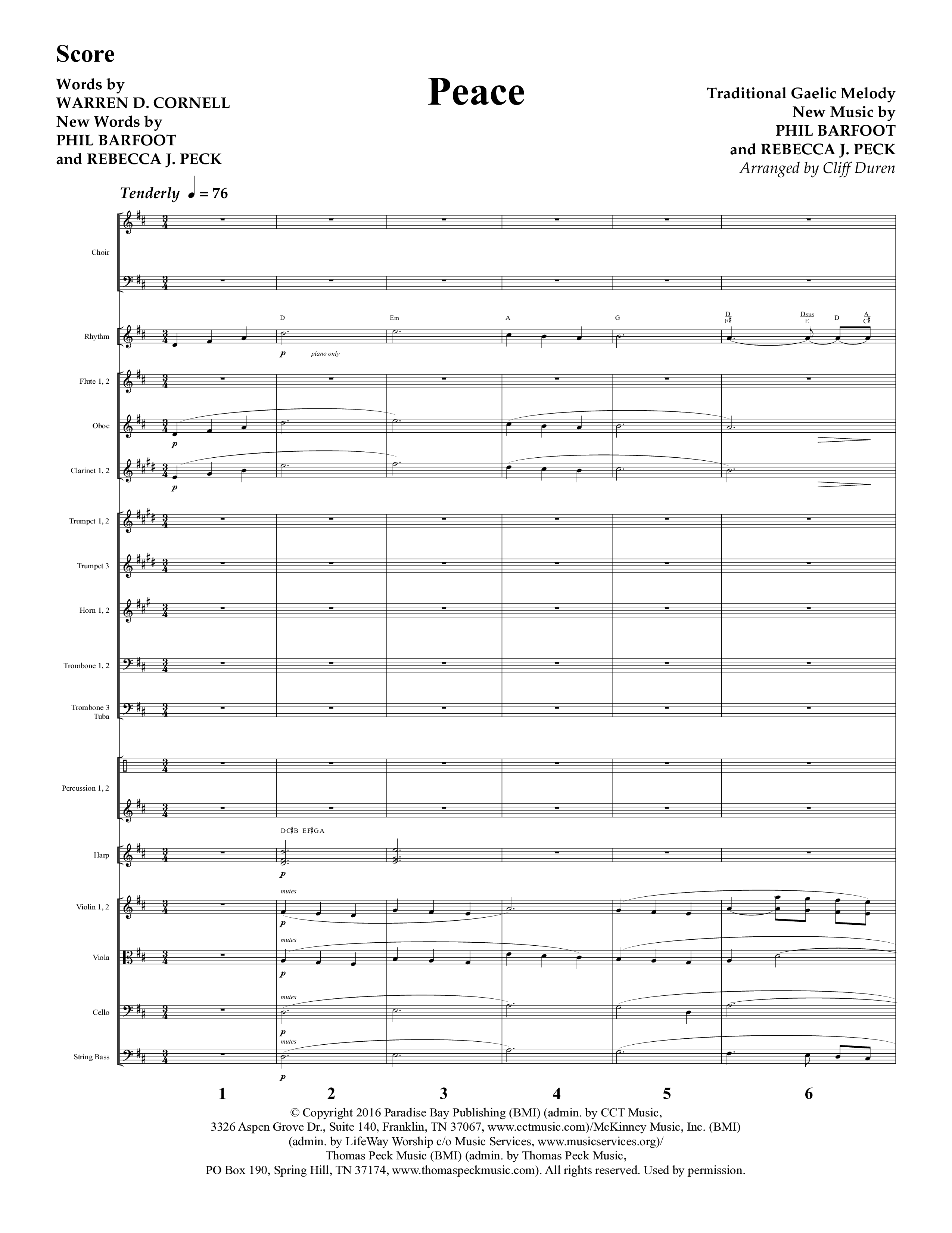 Peace (Choral Anthem SATB) Orchestration (Lifeway Choral / Arr. Cliff Duren)