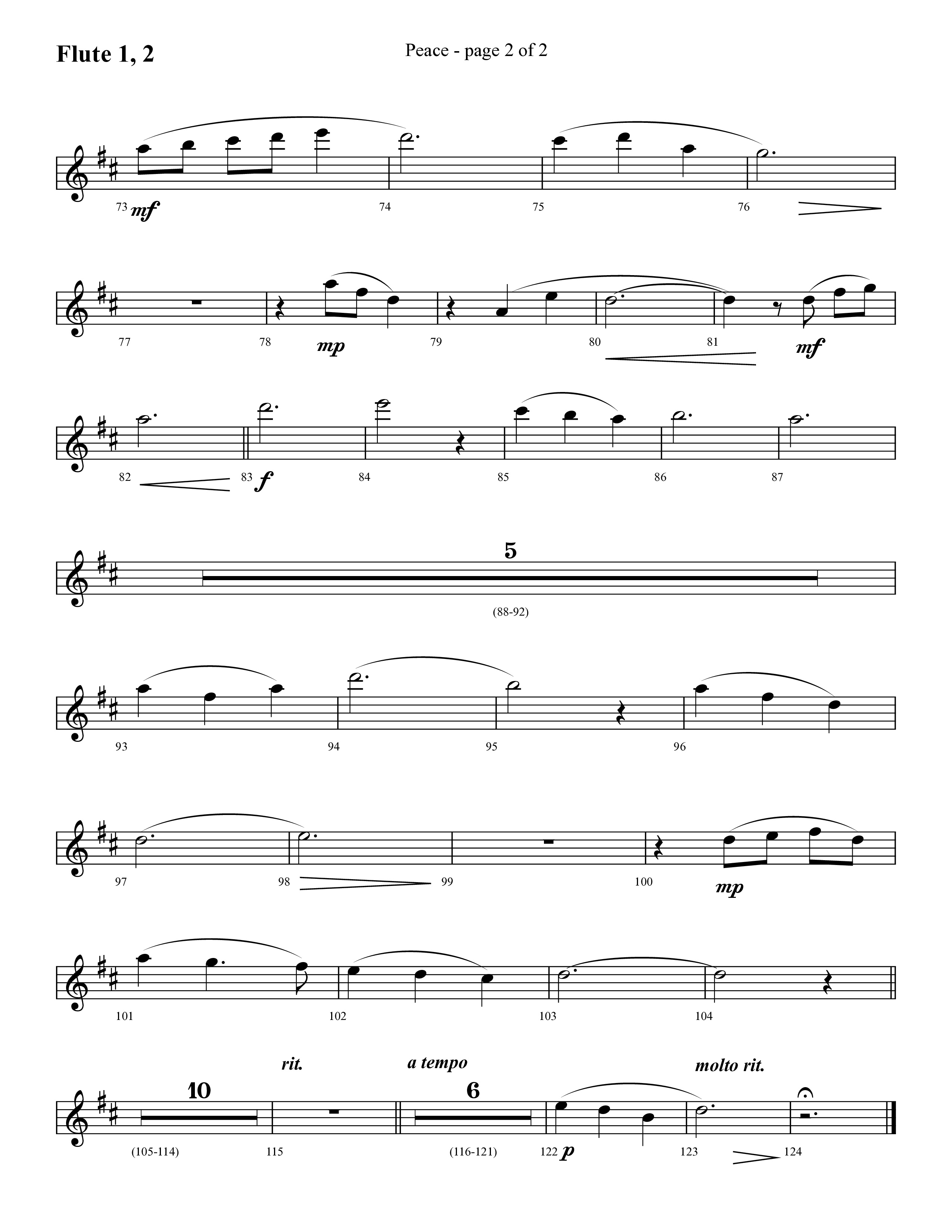 Peace (Choral Anthem SATB) Flute 1/2 (Lifeway Choral / Arr. Cliff Duren)