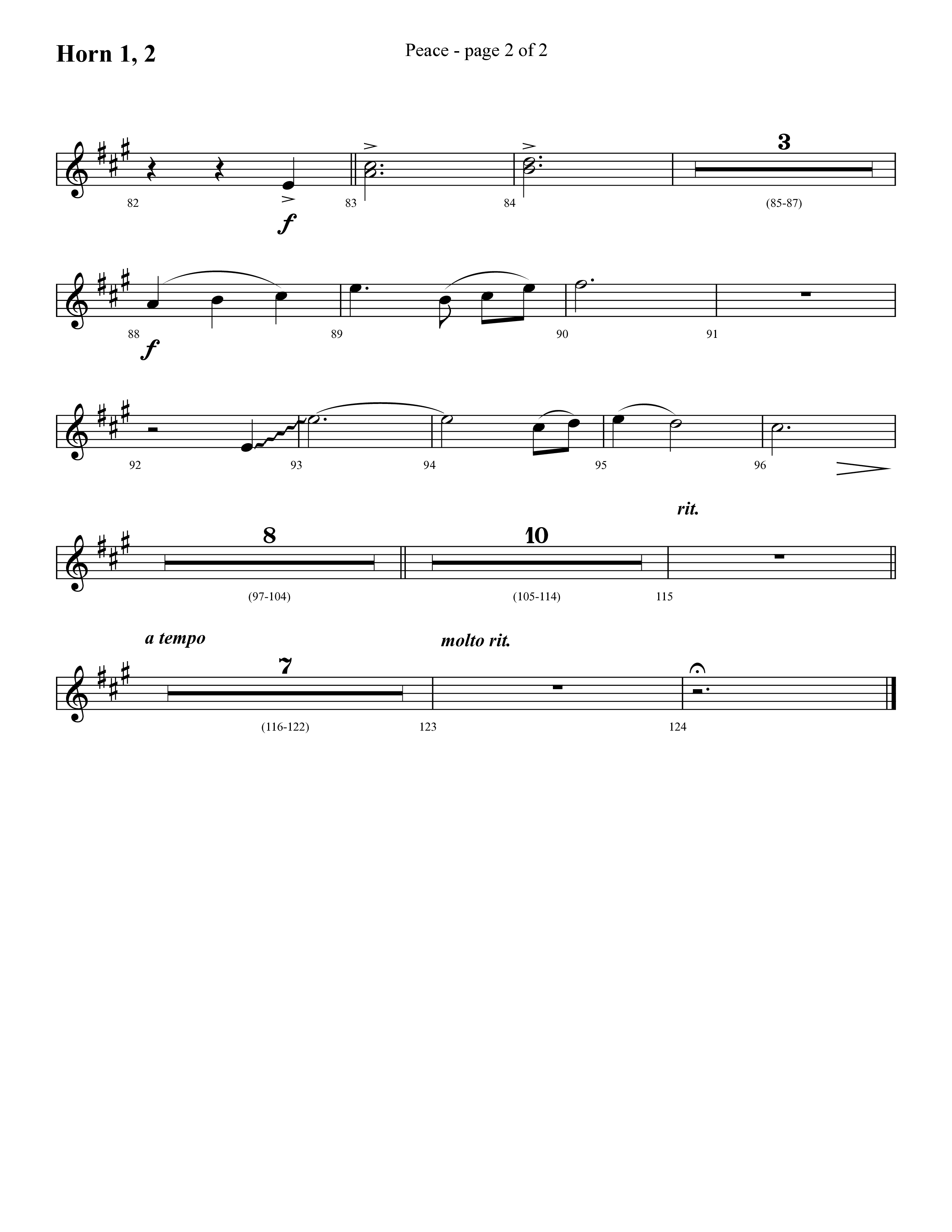 Peace (Choral Anthem SATB) French Horn 1/2 (Lifeway Choral / Arr. Cliff Duren)