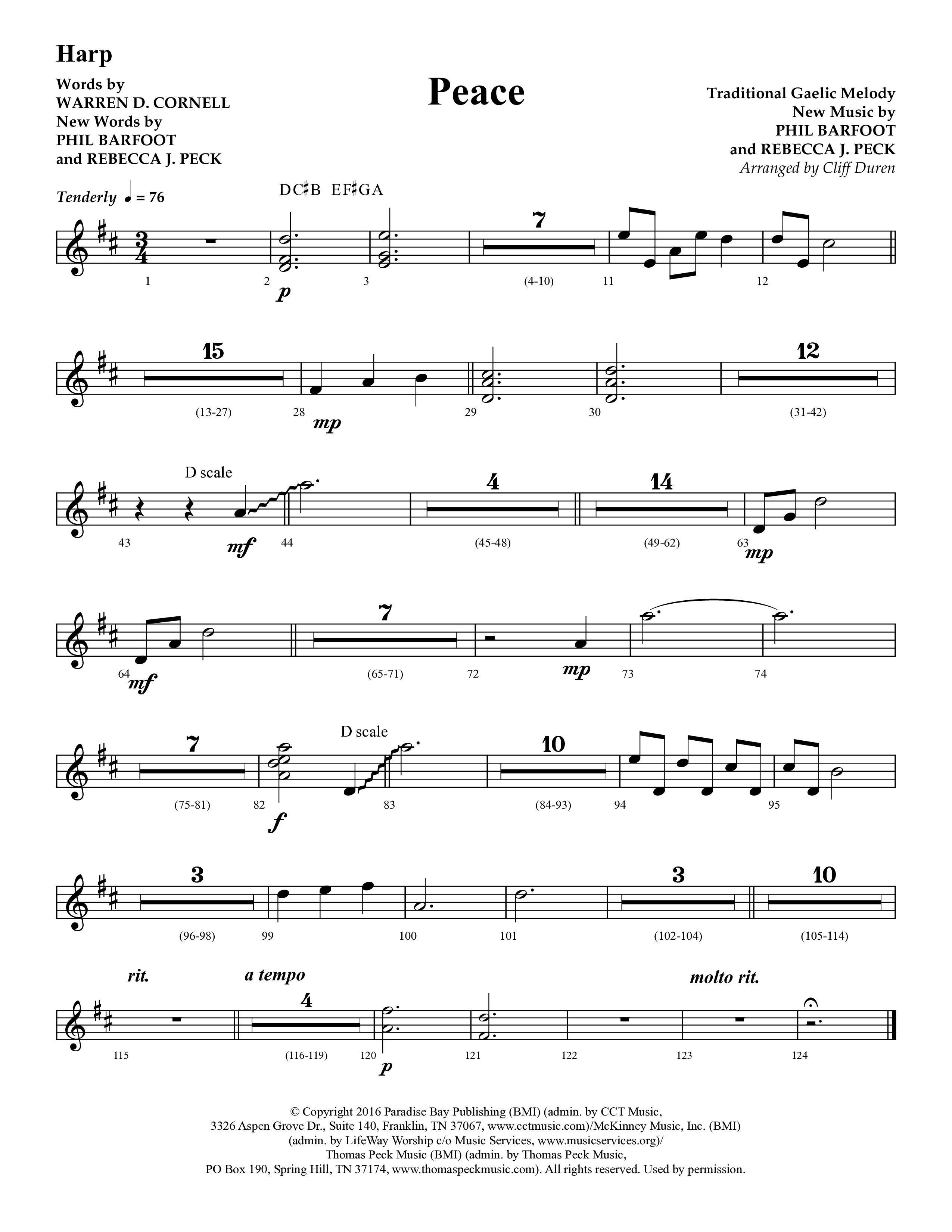 Peace (Choral Anthem SATB) Harp (Lifeway Choral / Arr. Cliff Duren)