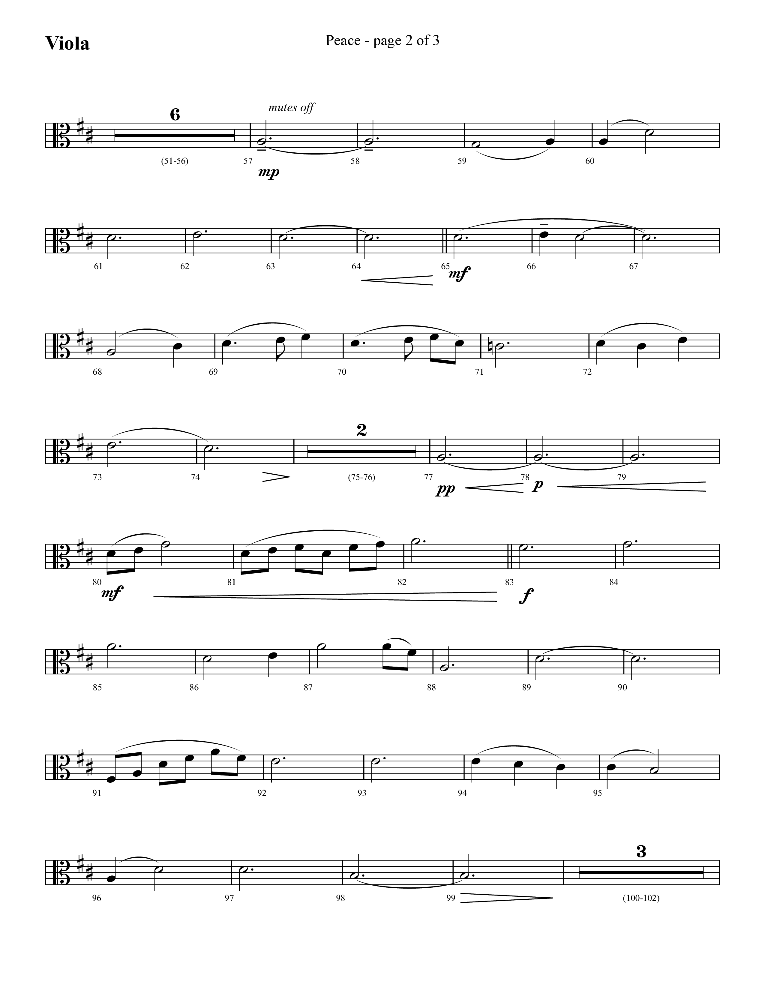 Peace (Choral Anthem SATB) Viola (Lifeway Choral / Arr. Cliff Duren)