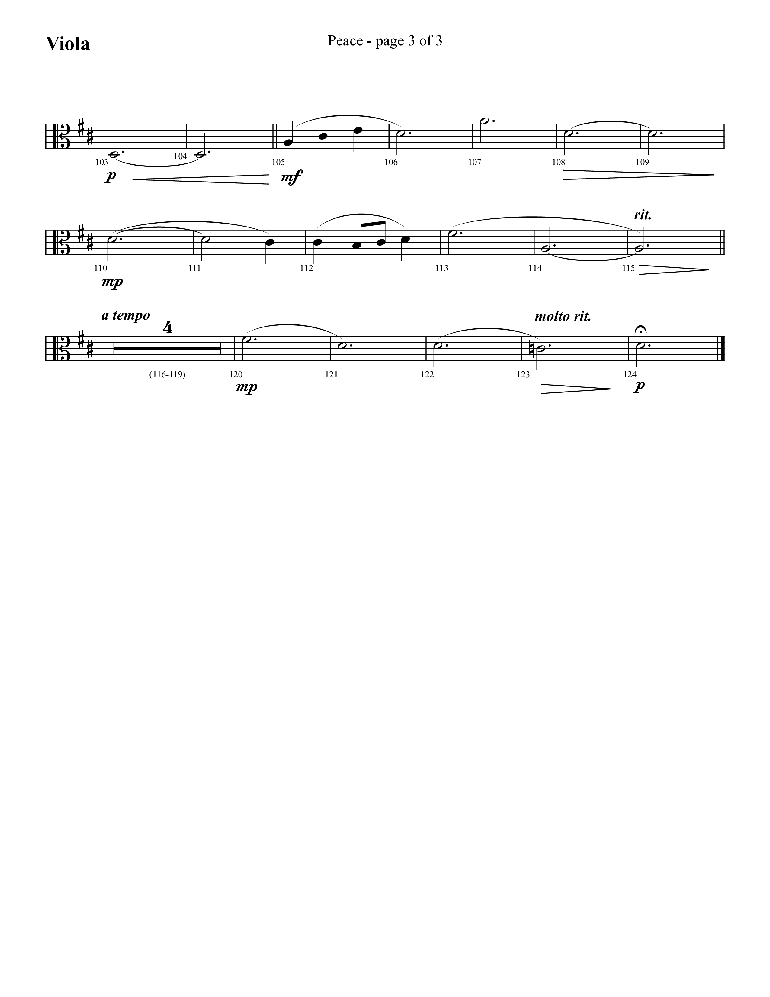Peace (Choral Anthem SATB) Viola (Lifeway Choral / Arr. Cliff Duren)