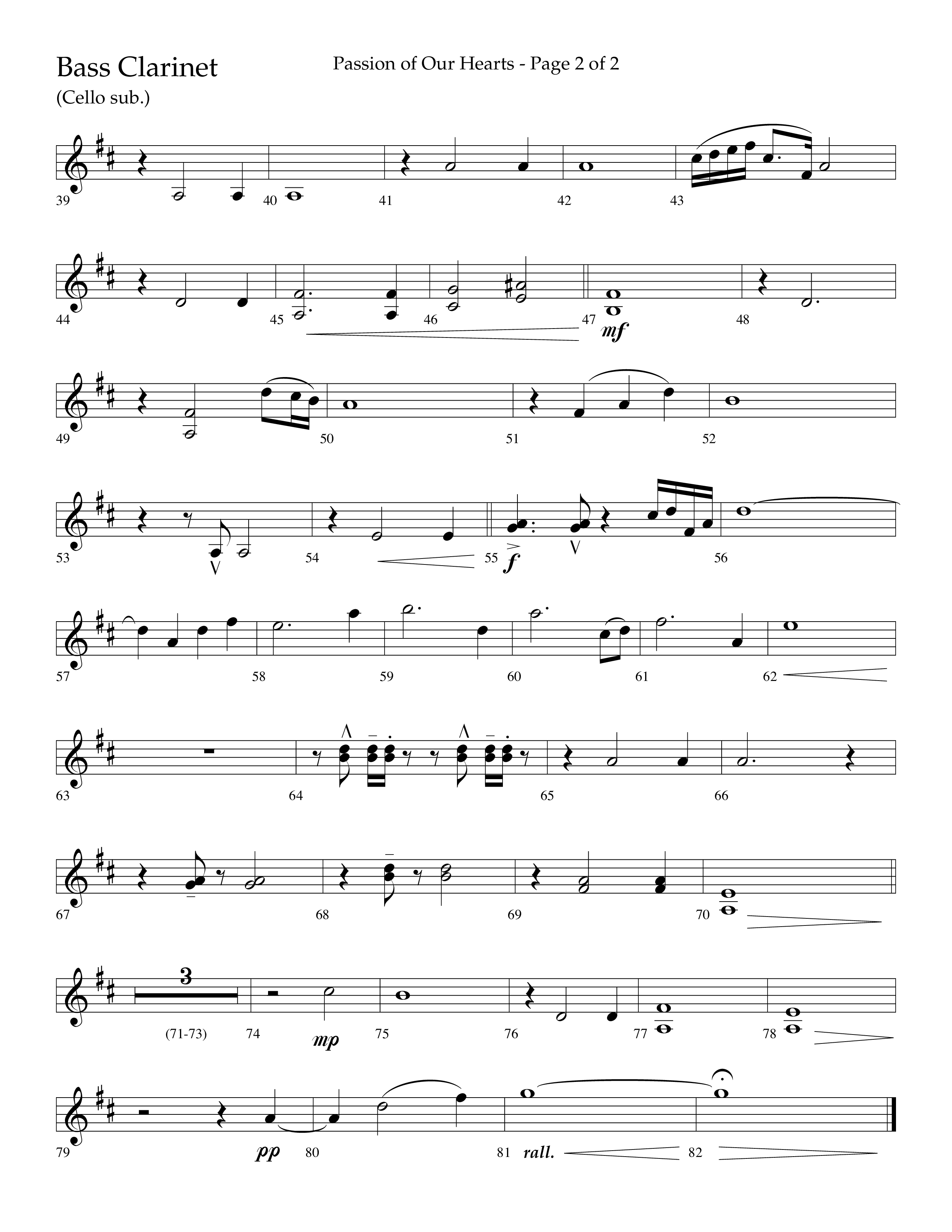 Passion Of Our Hearts (Choral Anthem SATB) Bass Clarinet (Arr. J. Daniel Smith)