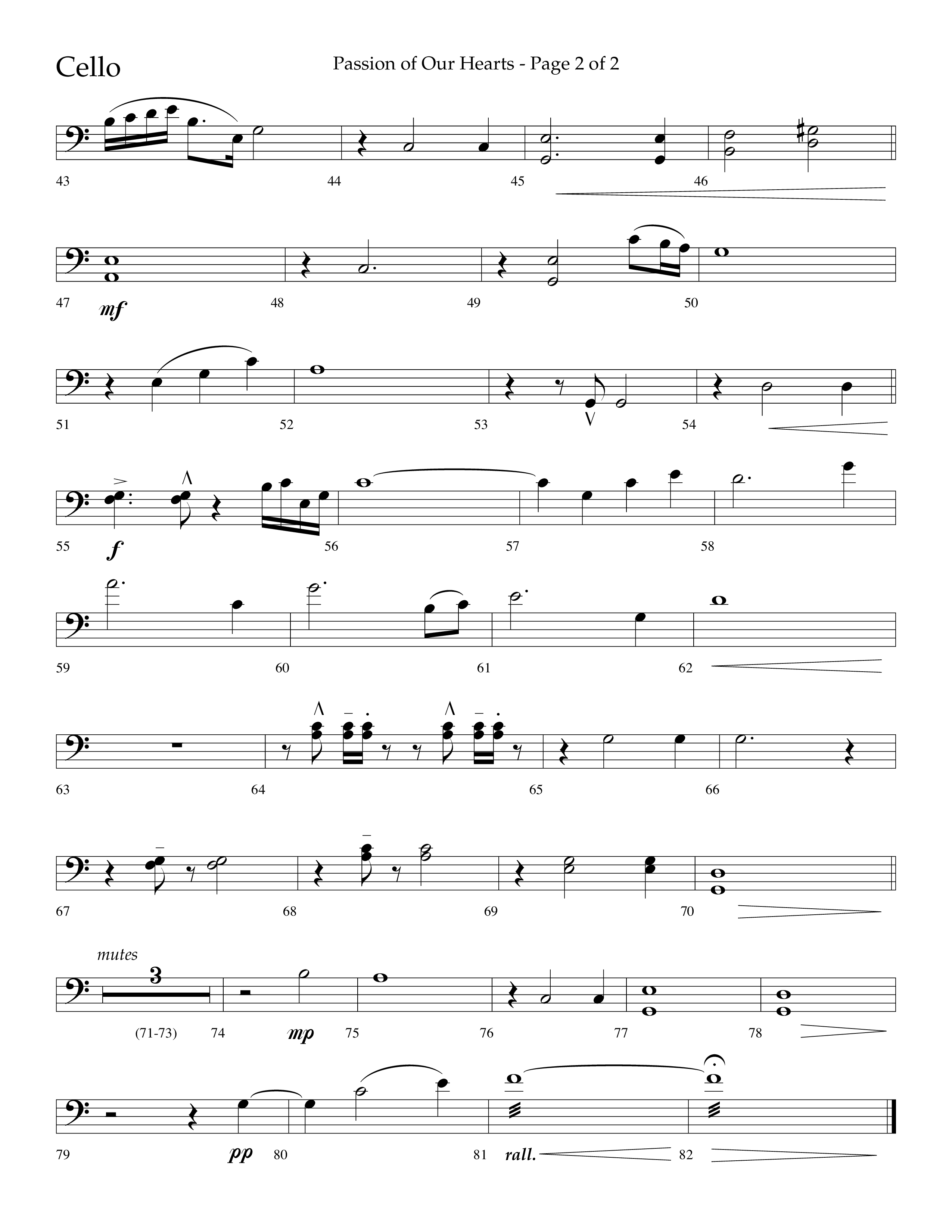 Passion Of Our Hearts (Choral Anthem SATB) Cello (Arr. J. Daniel Smith)