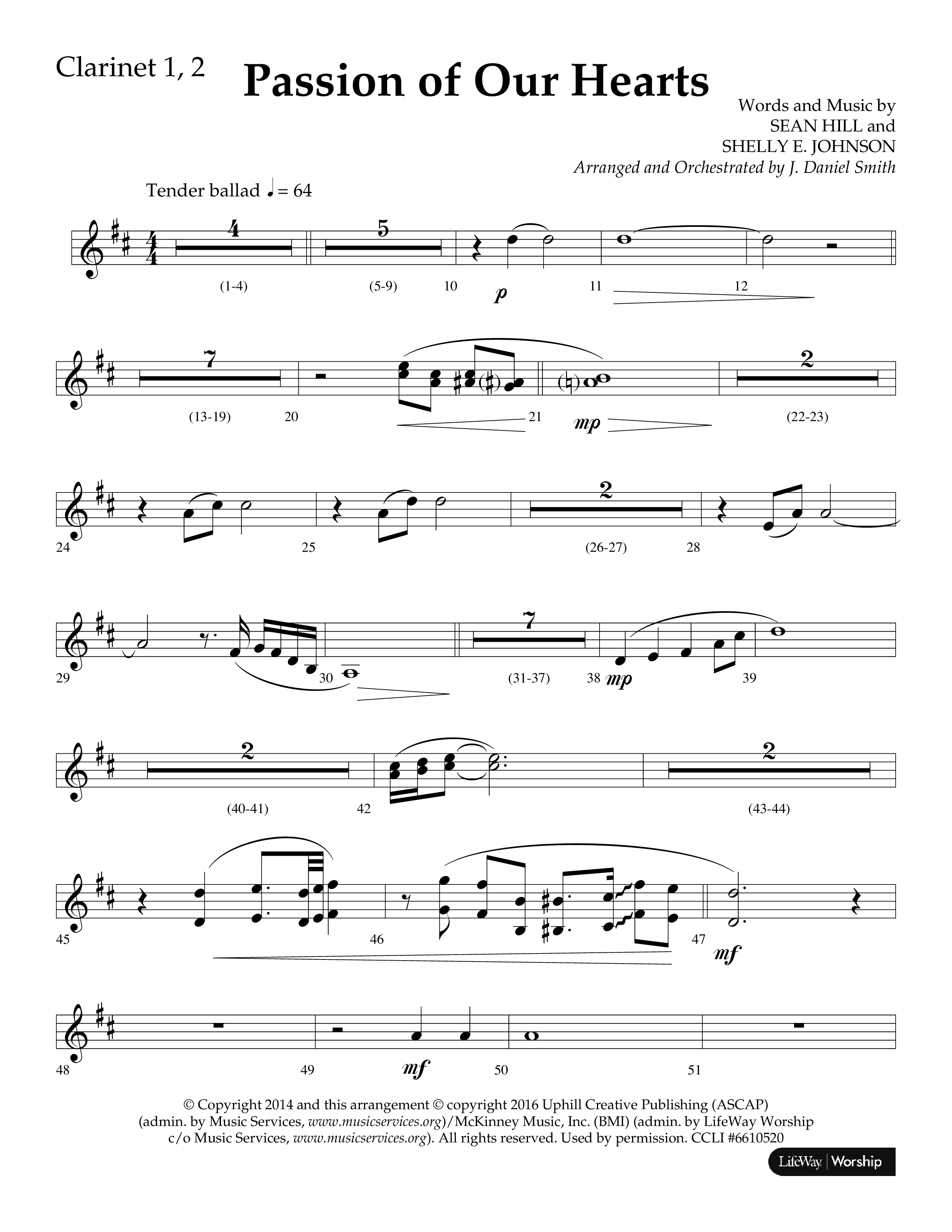 Passion Of Our Hearts (Choral Anthem SATB) Clarinet 1/2 (Arr. J. Daniel Smith)