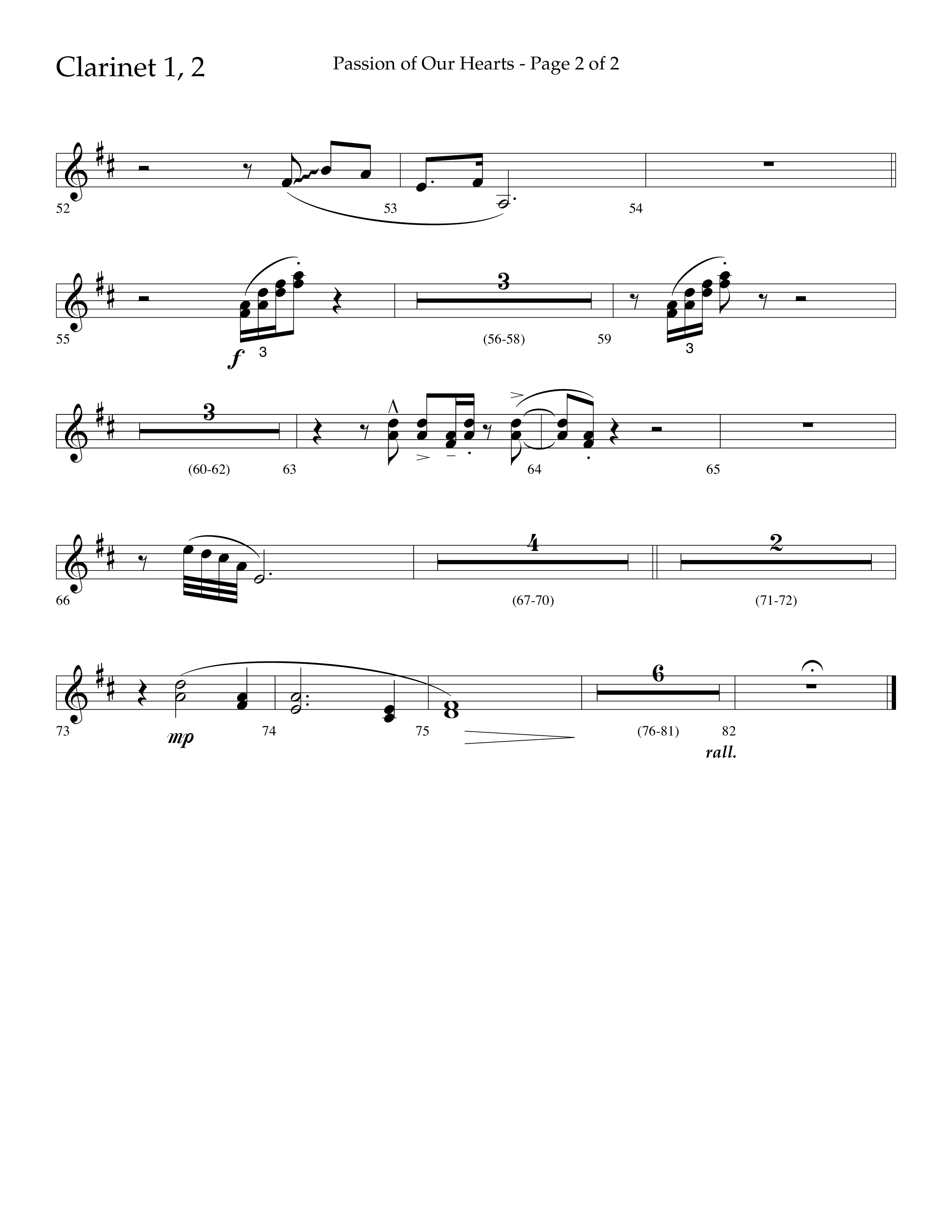 Passion Of Our Hearts (Choral Anthem SATB) Clarinet 1/2 (Arr. J. Daniel Smith)