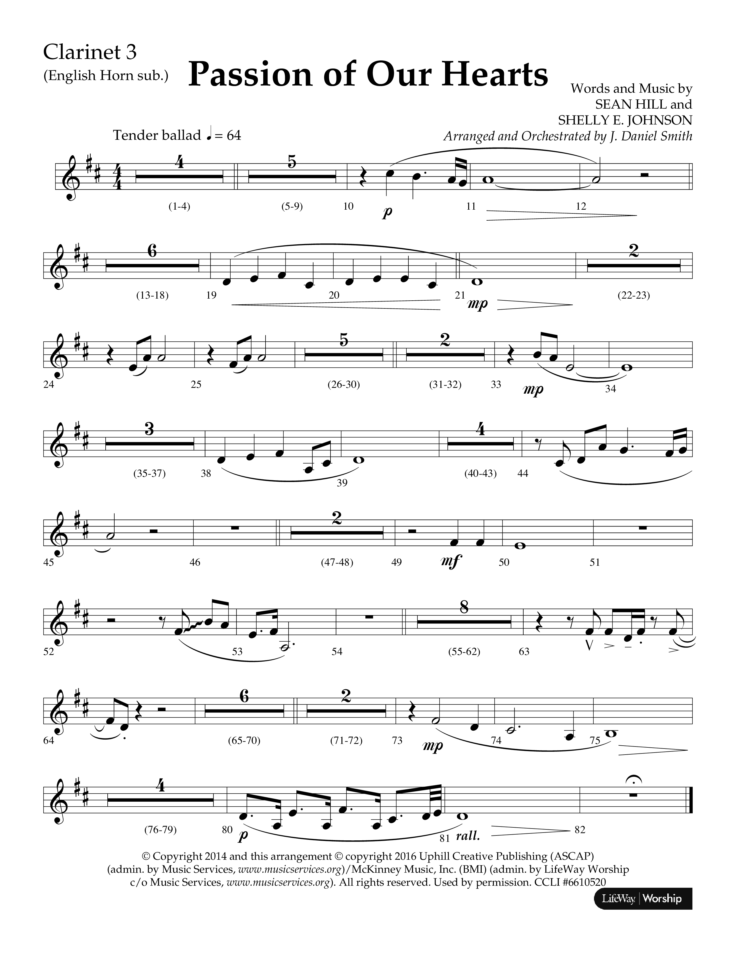 Passion Of Our Hearts (Choral Anthem SATB) Clarinet 3 (Arr. J. Daniel Smith)