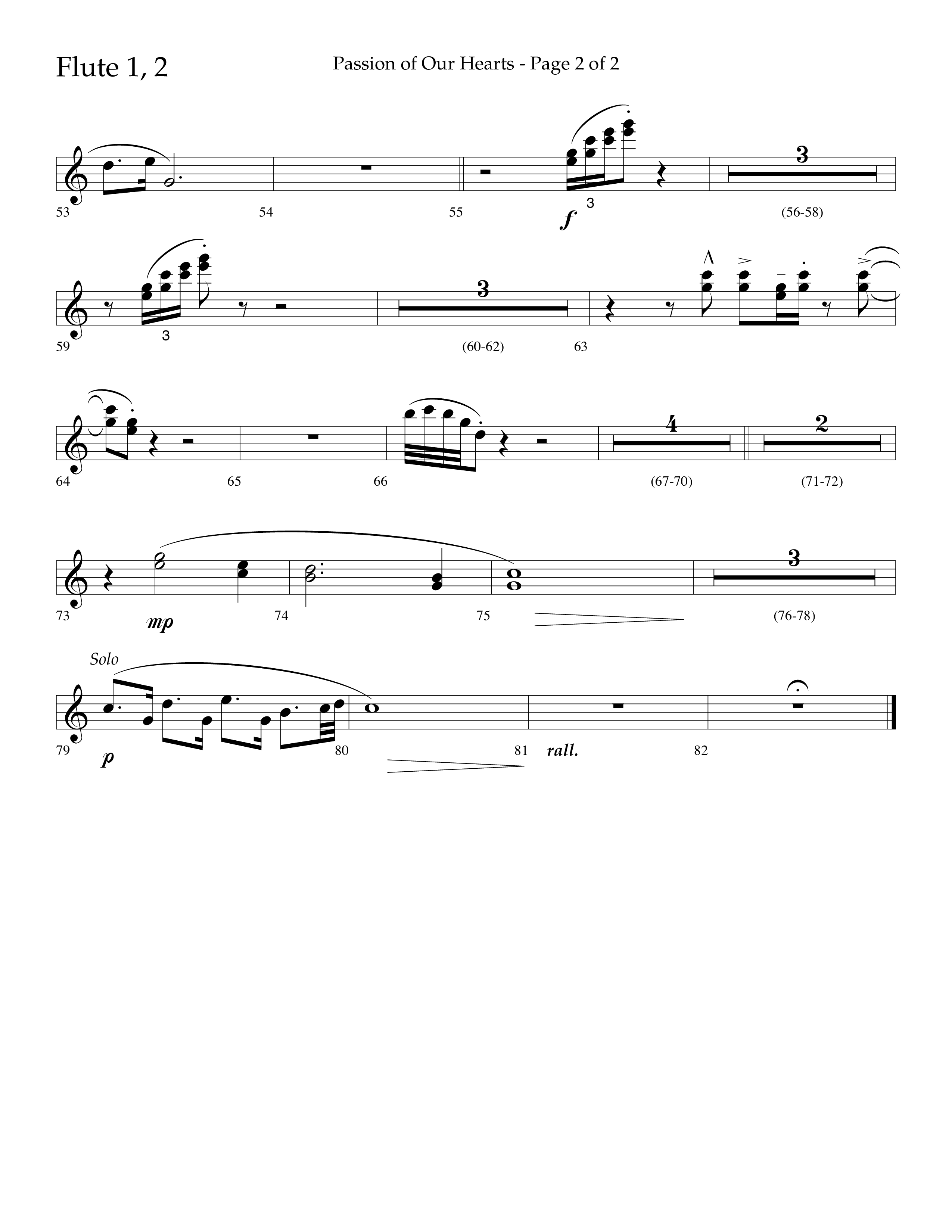 Passion Of Our Hearts (Choral Anthem SATB) Flute 1/2 (Arr. J. Daniel Smith)
