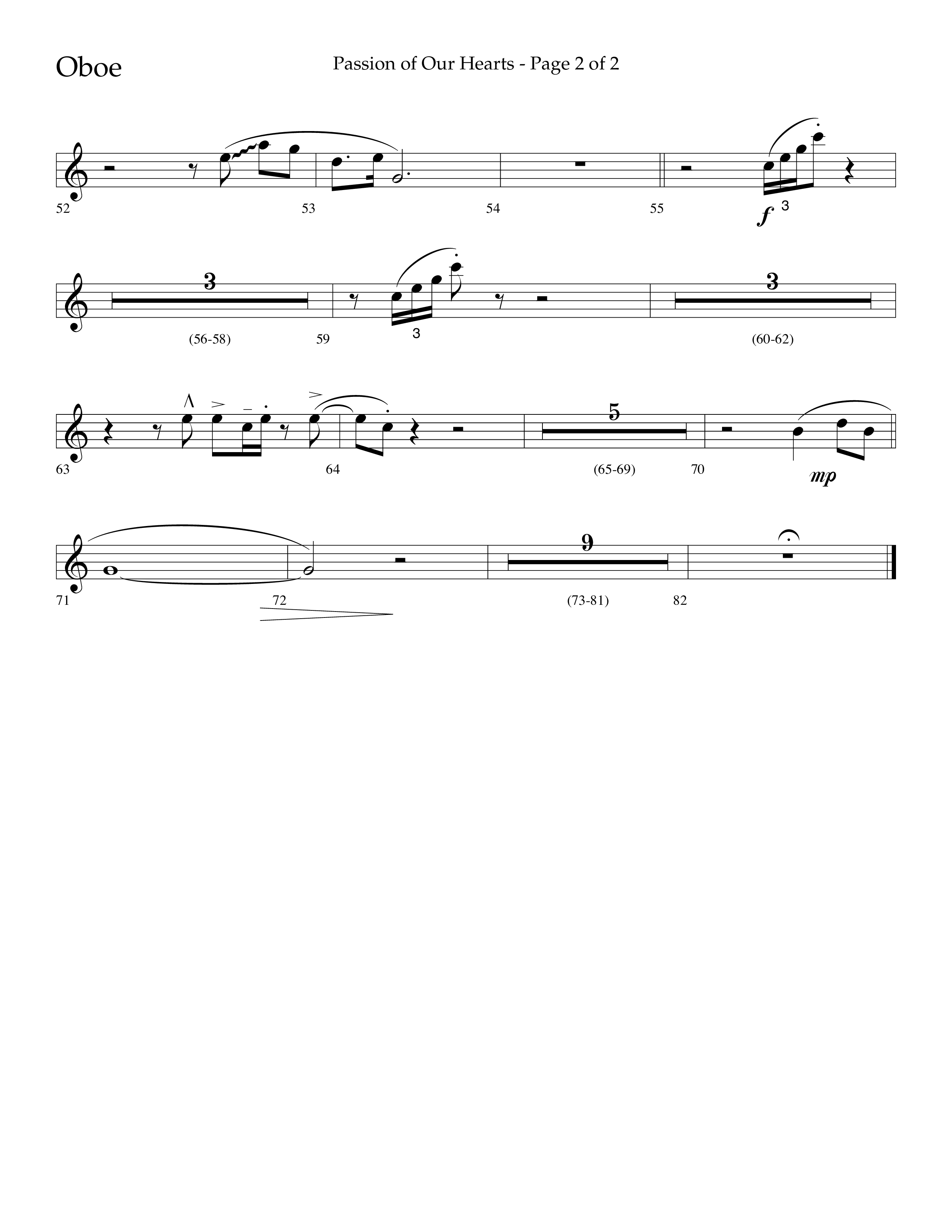 Passion Of Our Hearts (Choral Anthem SATB) Oboe (Arr. J. Daniel Smith)