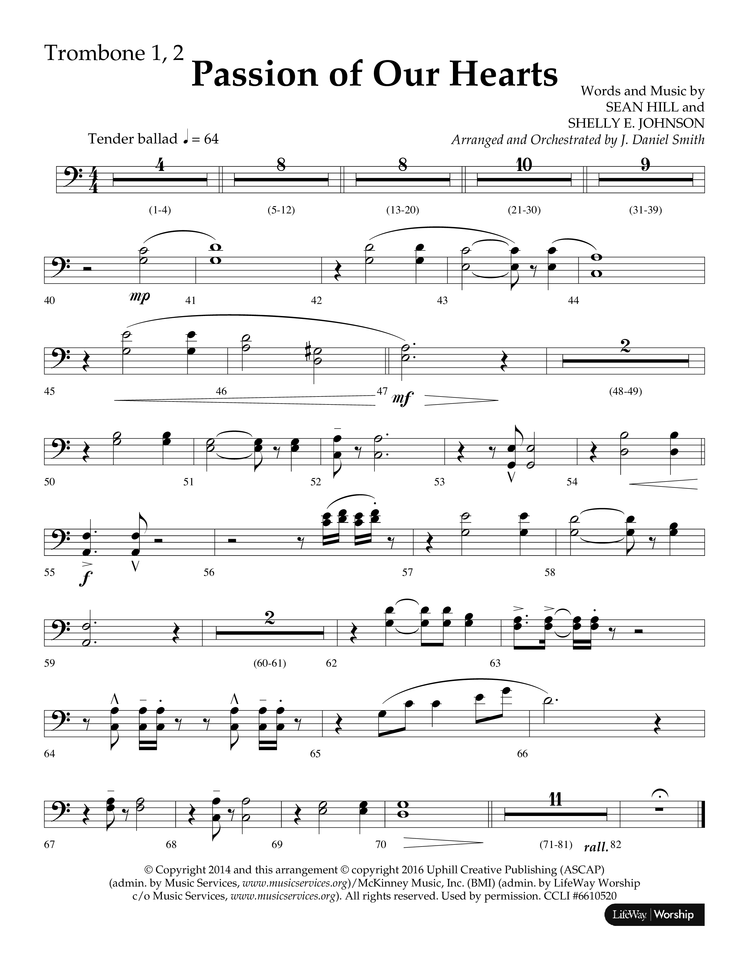Passion Of Our Hearts (Choral Anthem SATB) Trombone 1/2 (Arr. J. Daniel Smith)