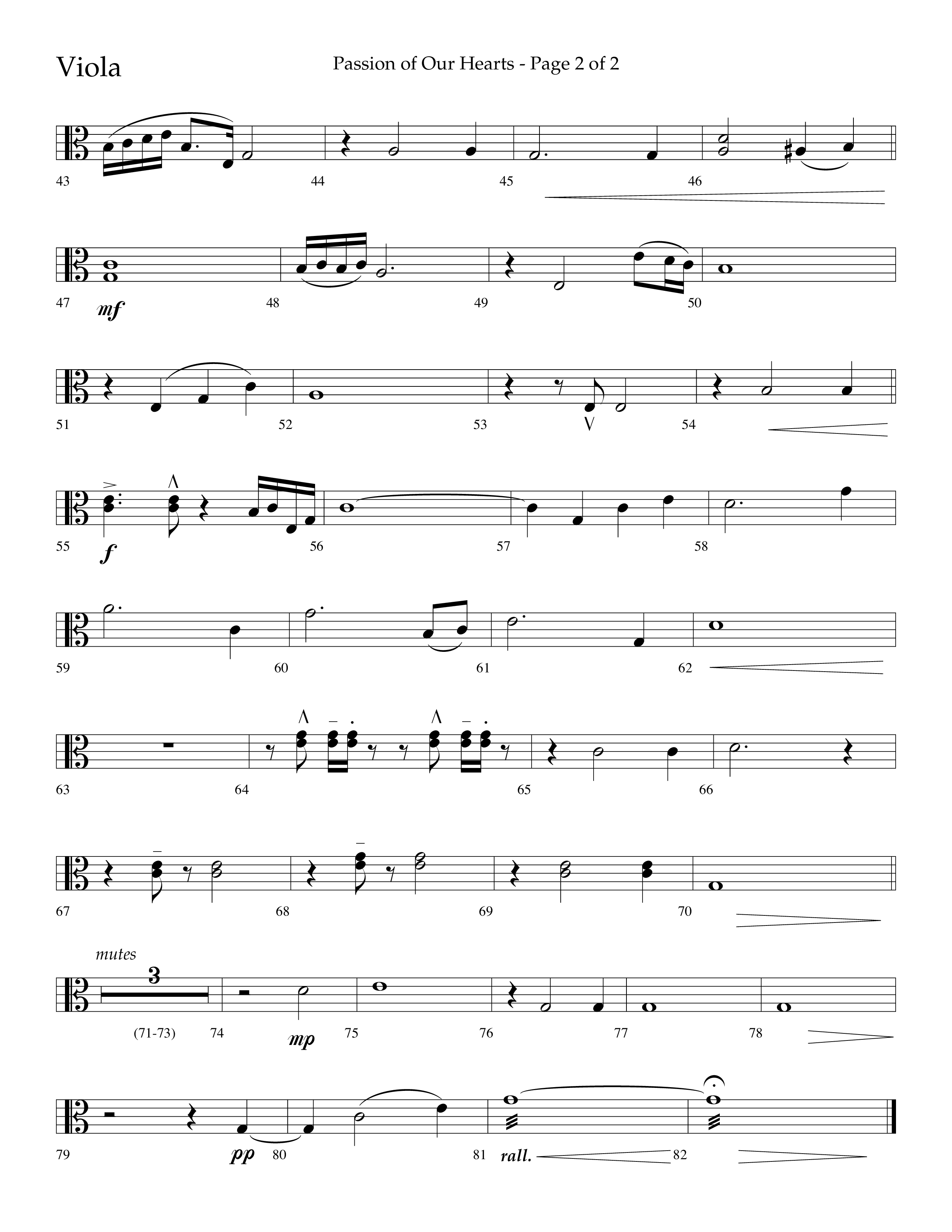 Passion Of Our Hearts (Choral Anthem SATB) Viola (Arr. J. Daniel Smith)