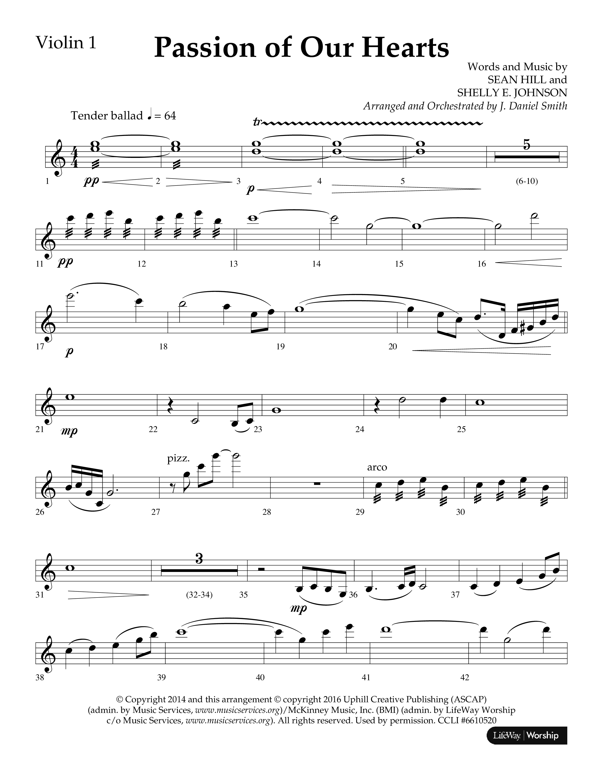 Passion Of Our Hearts (Choral Anthem SATB) Violin 1 (Arr. J. Daniel Smith)