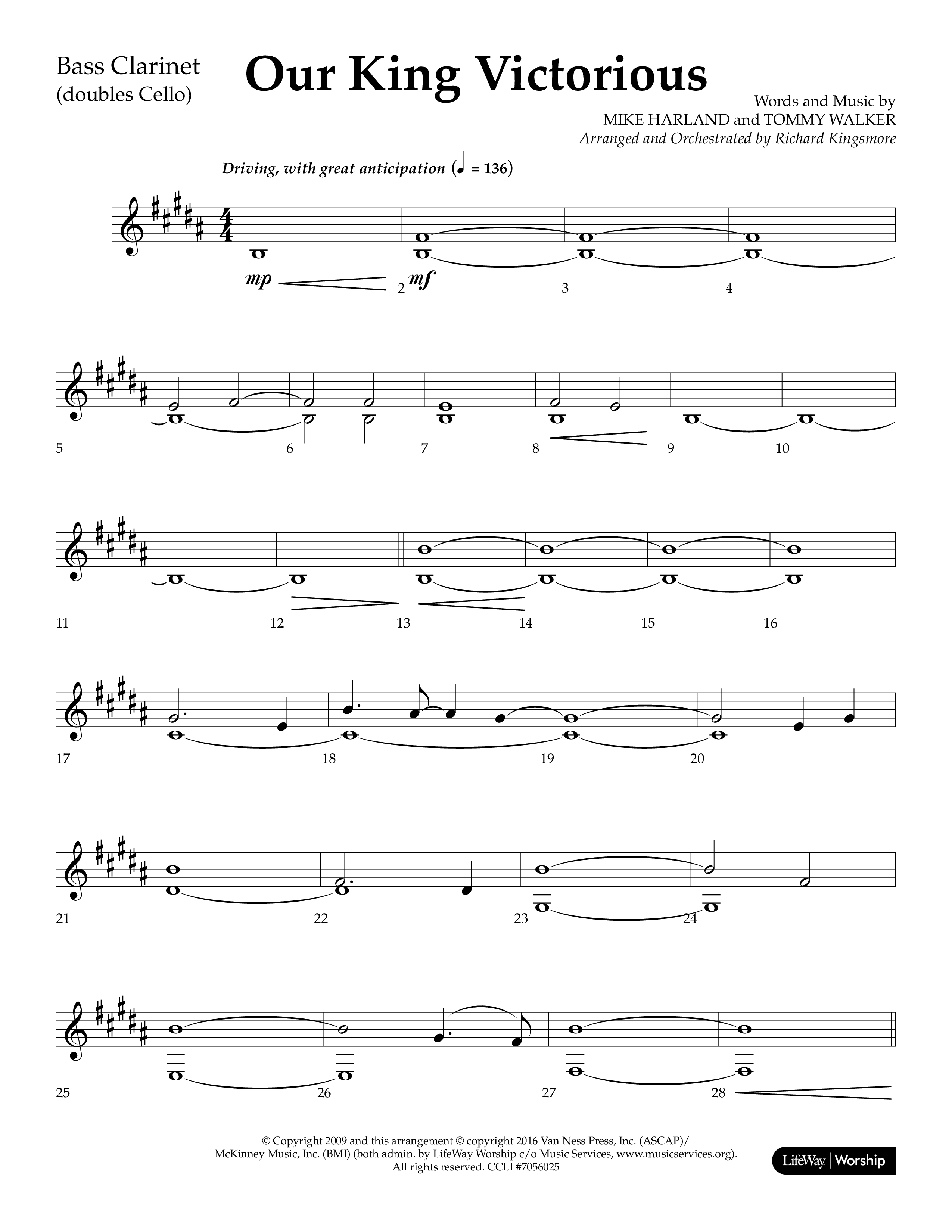 Our King Victorious (Choral Anthem SATB) Bass Clarinet (Lifeway Choral / Arr. Richard Kingsmore)