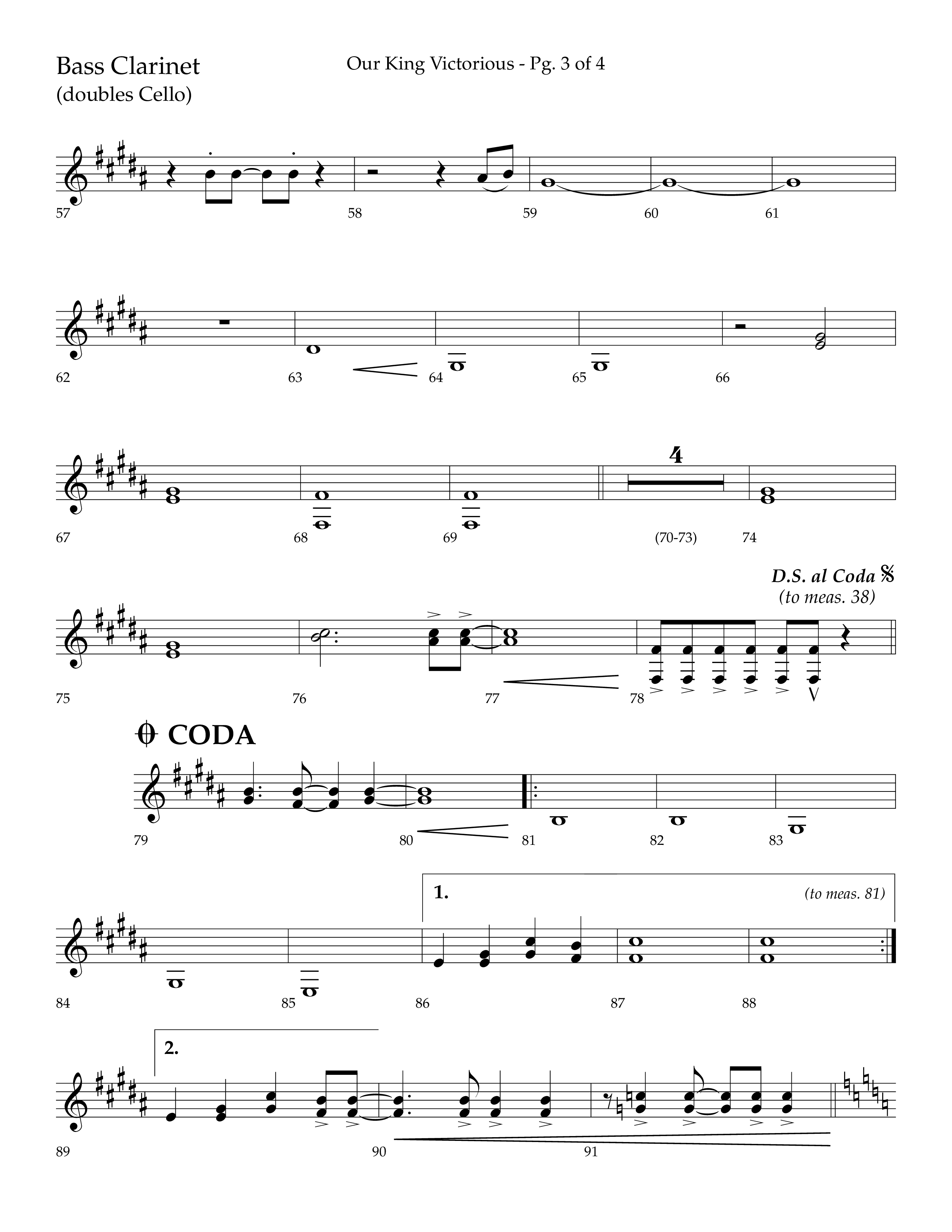 Our King Victorious (Choral Anthem SATB) Bass Clarinet (Lifeway Choral / Arr. Richard Kingsmore)