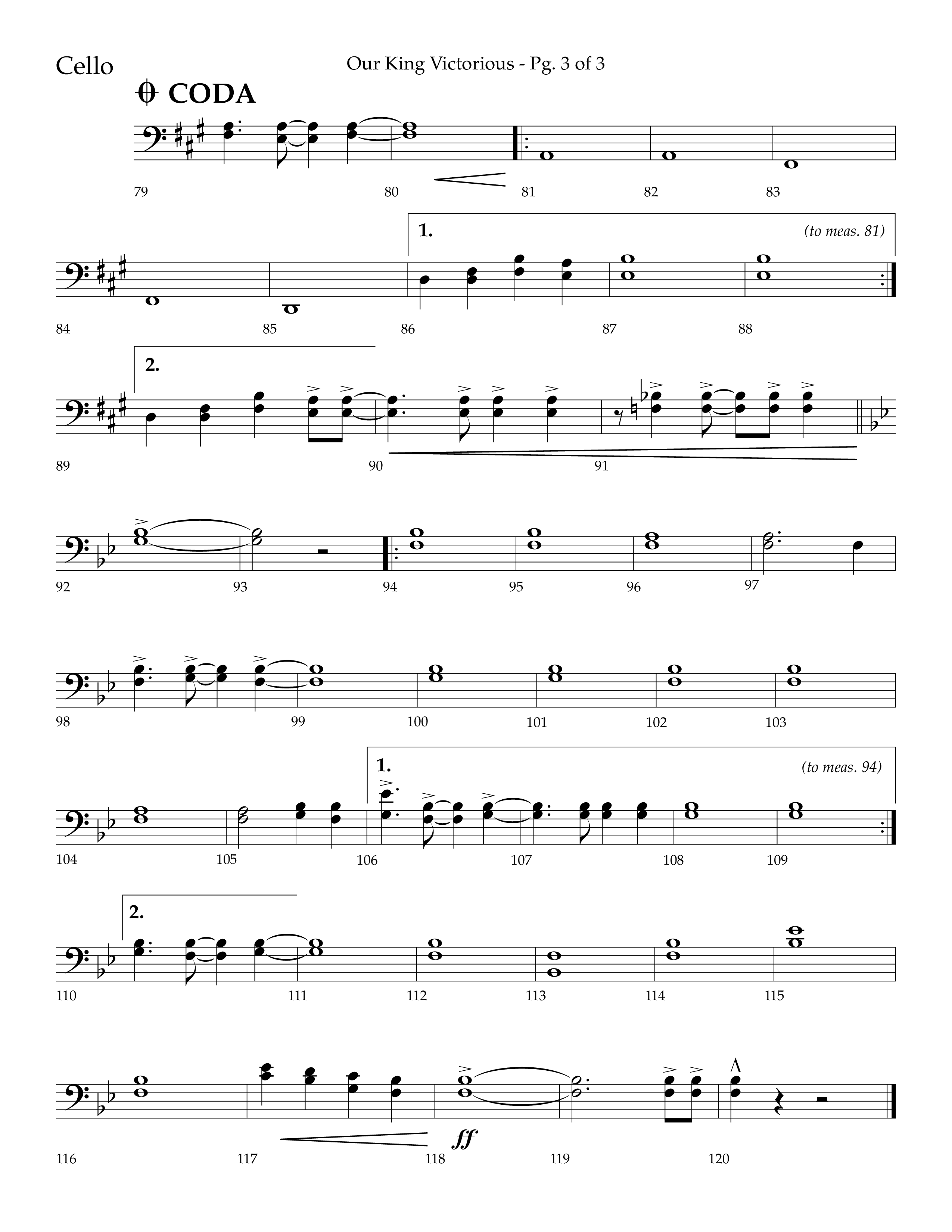 Our King Victorious (Choral Anthem SATB) Cello (Lifeway Choral / Arr. Richard Kingsmore)